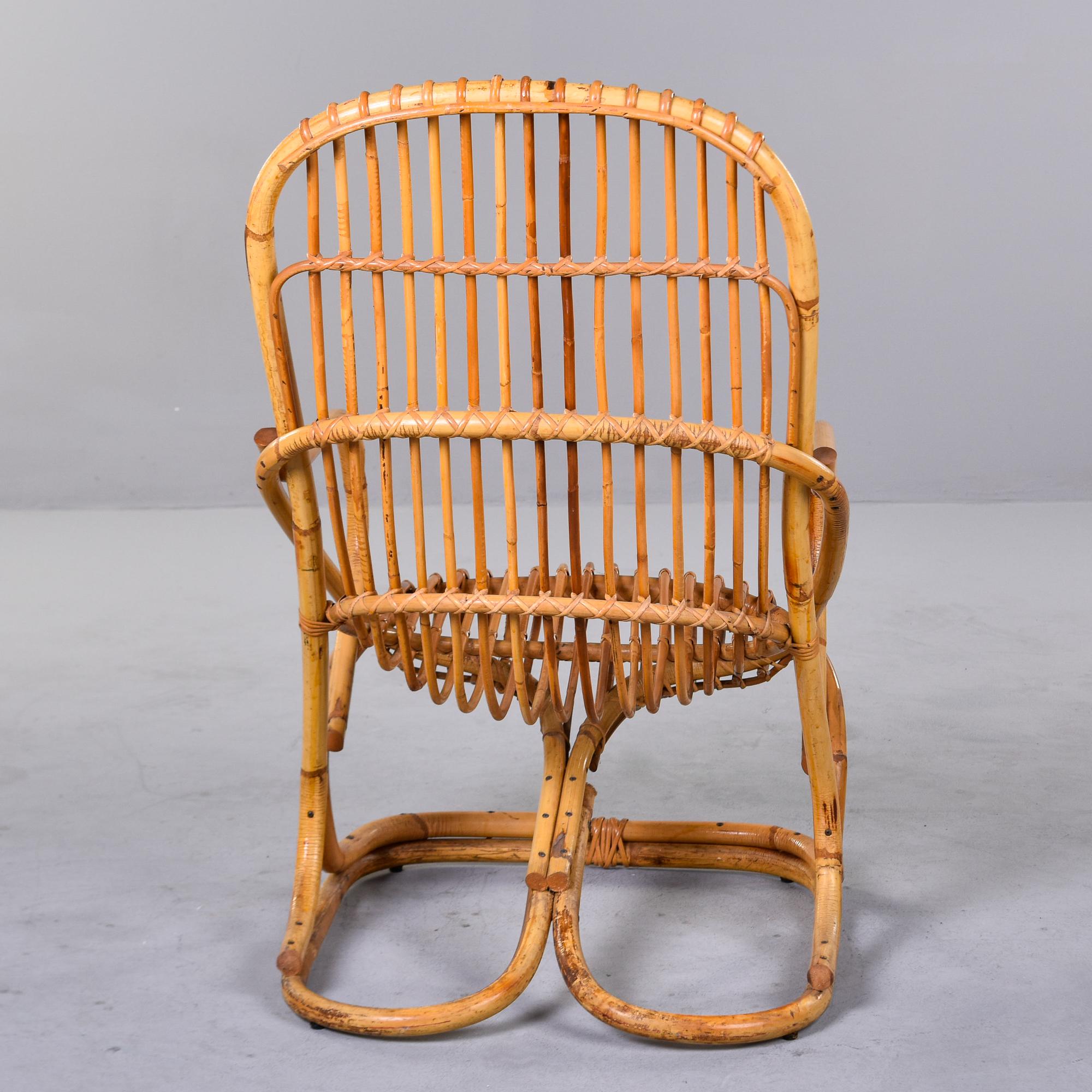 Vintage Italian Tito Agnoli Rattan Chair For Sale 2