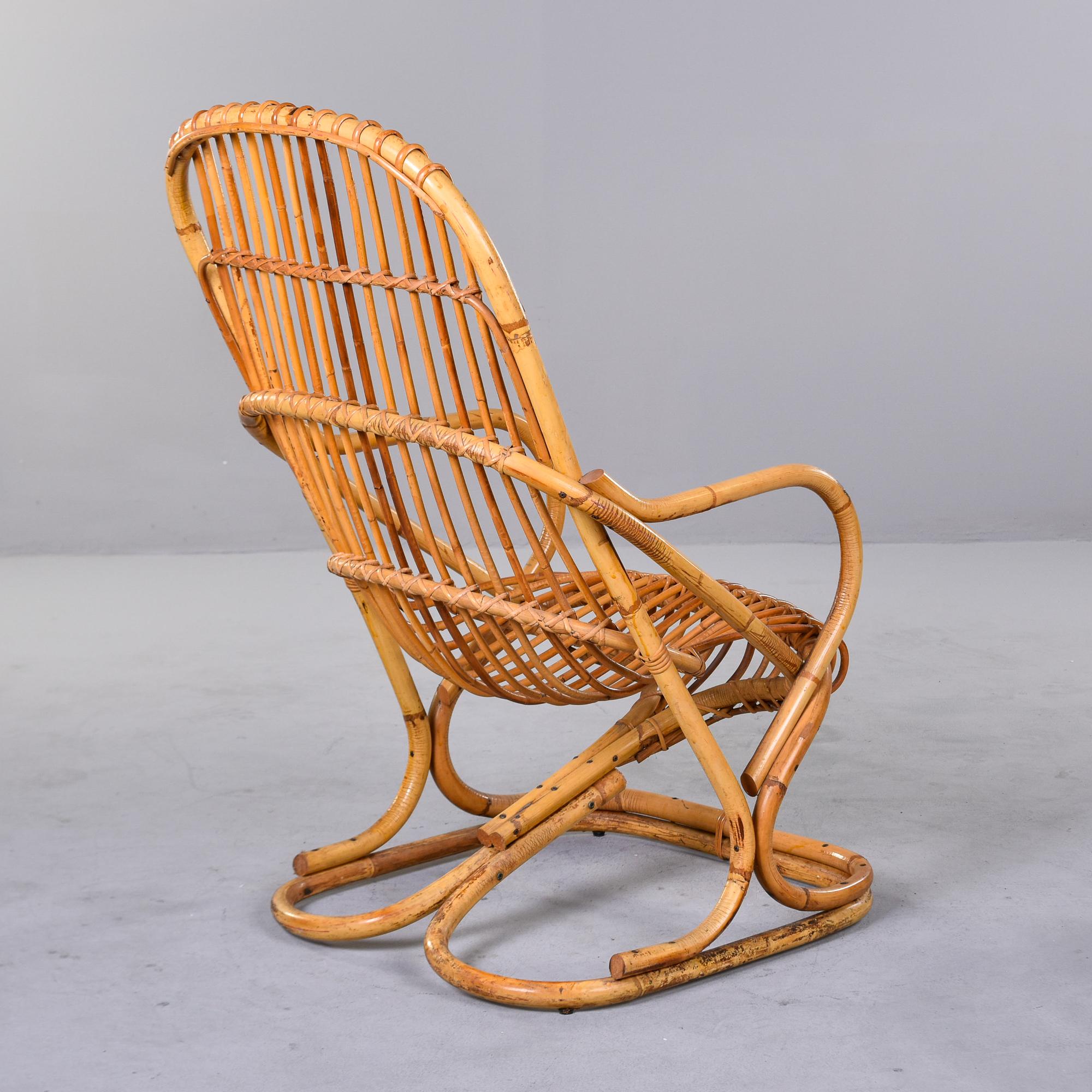 Vintage Italian Tito Agnoli Rattan Chair For Sale 3