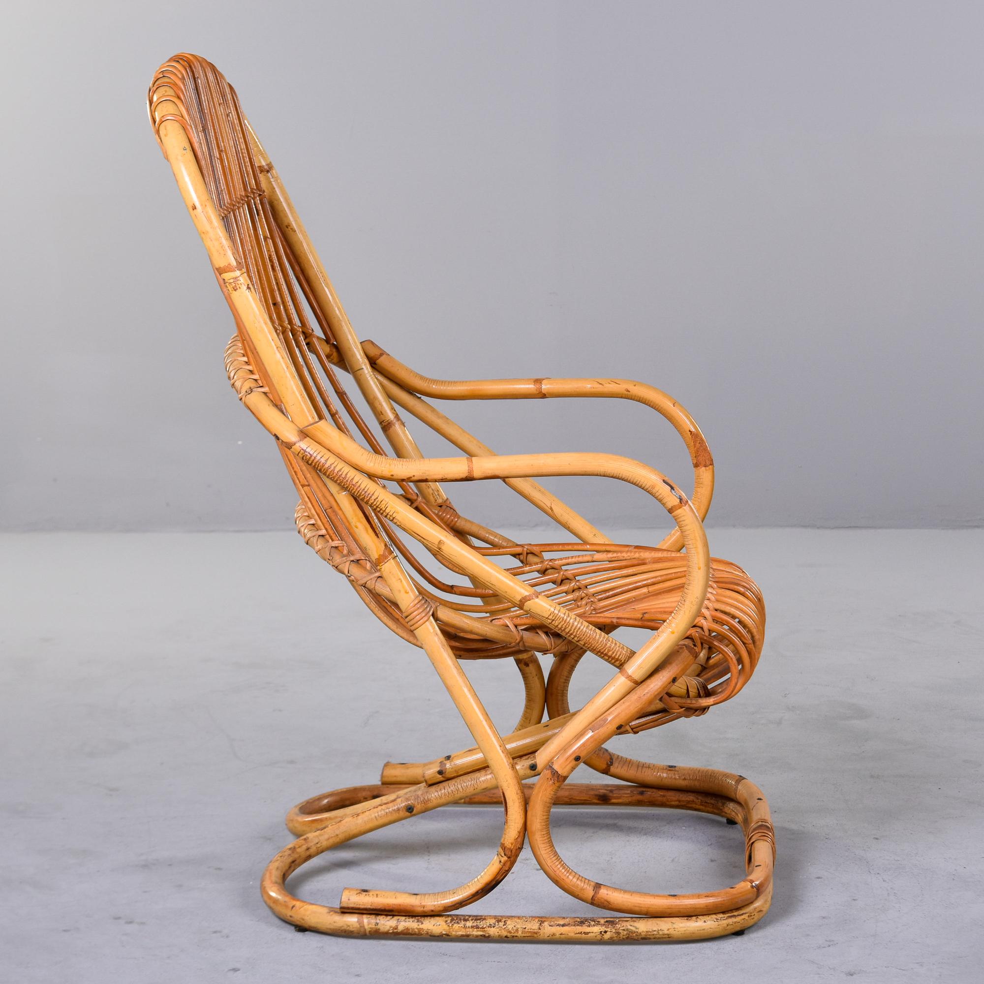 Vintage Italian Tito Agnoli Rattan Chair For Sale 4
