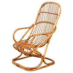 Silla italiana vintage de ratán Tito Agnoli