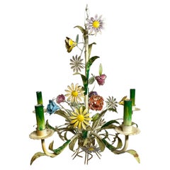 Vintage Italian Tole Floral Chandelier