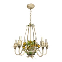 Vintage Italian Tole Floral Chandelier with Roses