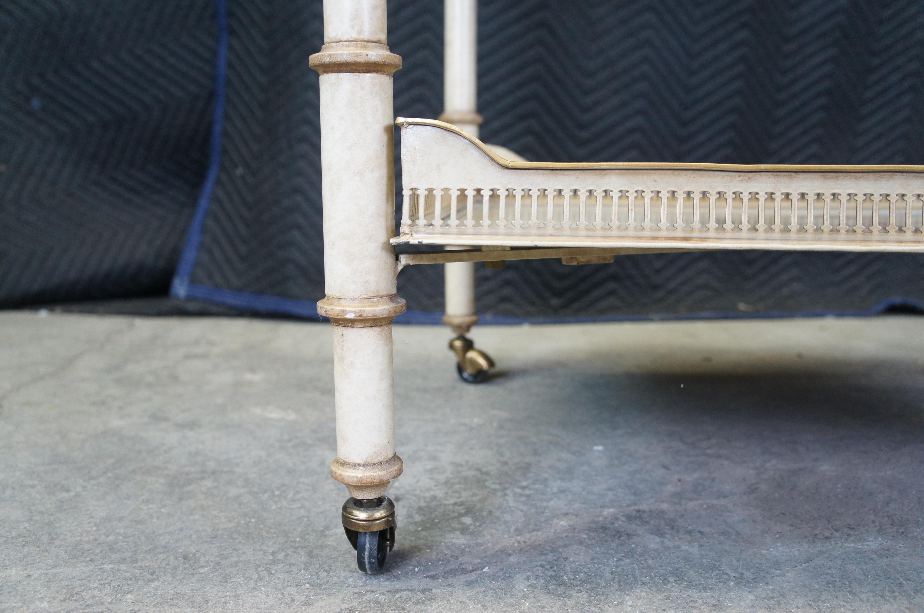 Vintage Italian Tole Painted 2 Tier Beverage Serving Cart Removable Tray Tables 2