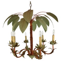 Vintage Italian Tole Palm Chandelier