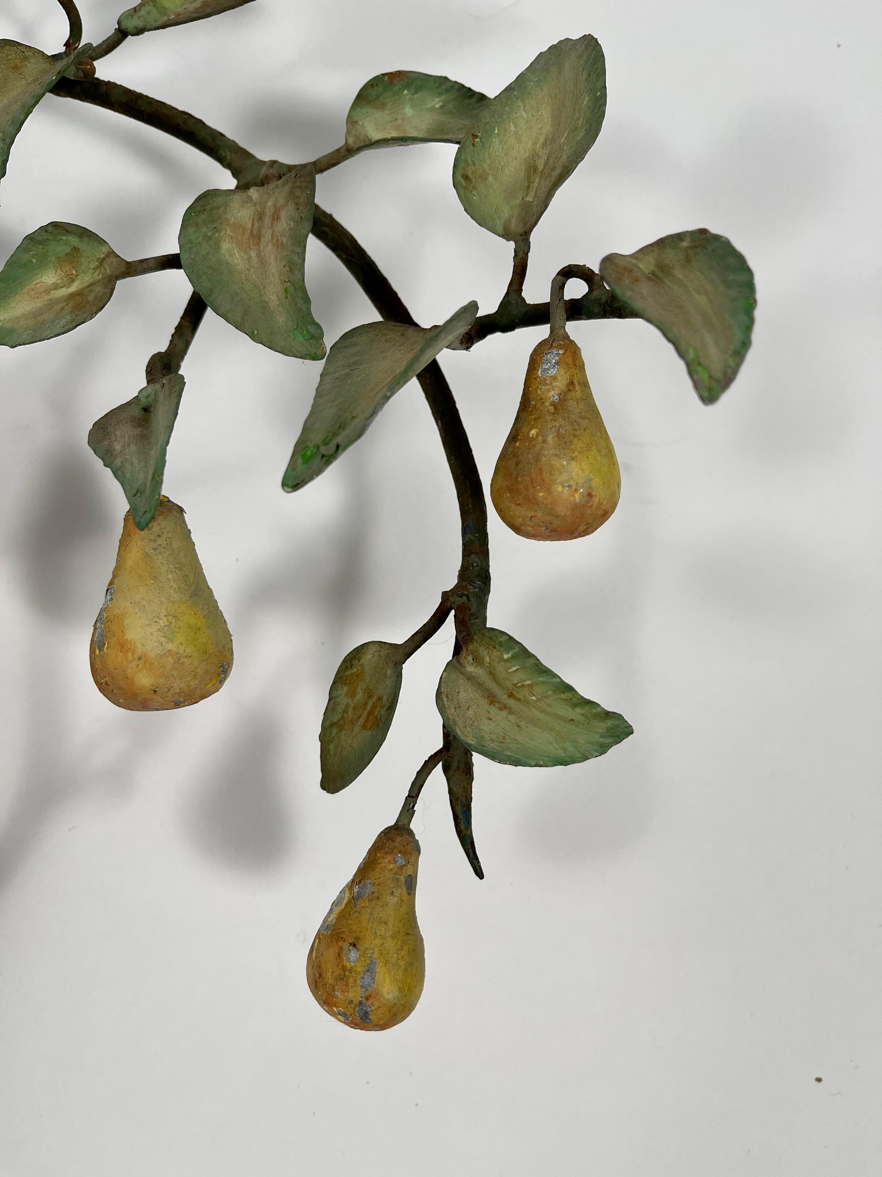 Iron Vintage Italian Tole Pear Tree Three Light Wall Sconce