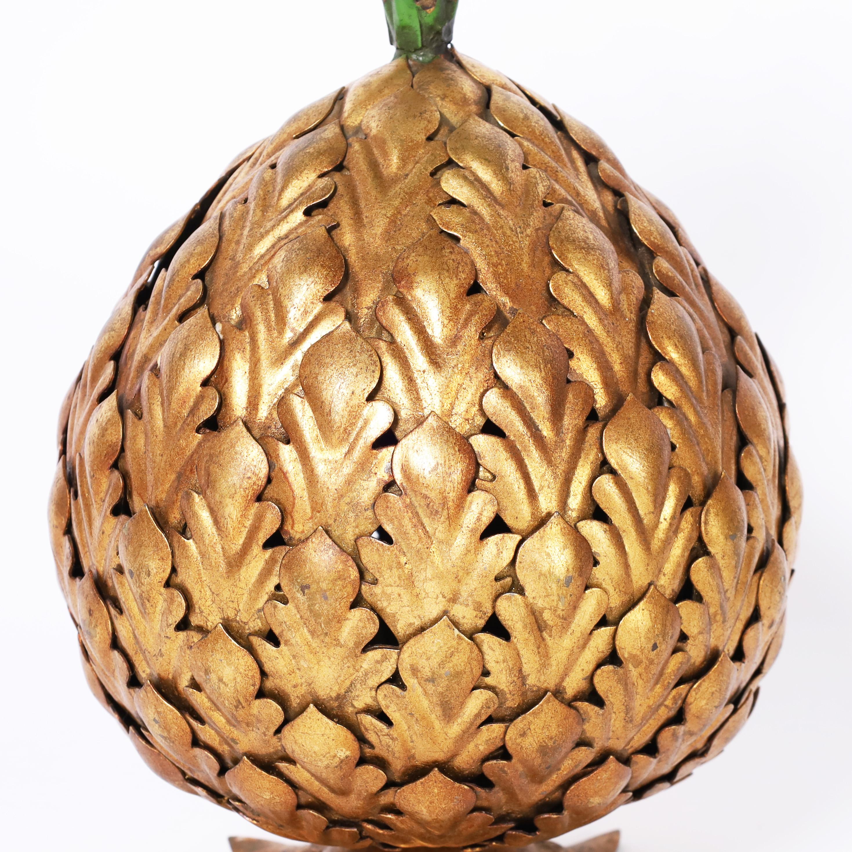 Hand-Crafted Vintage Italian Tole Pineapple For Sale