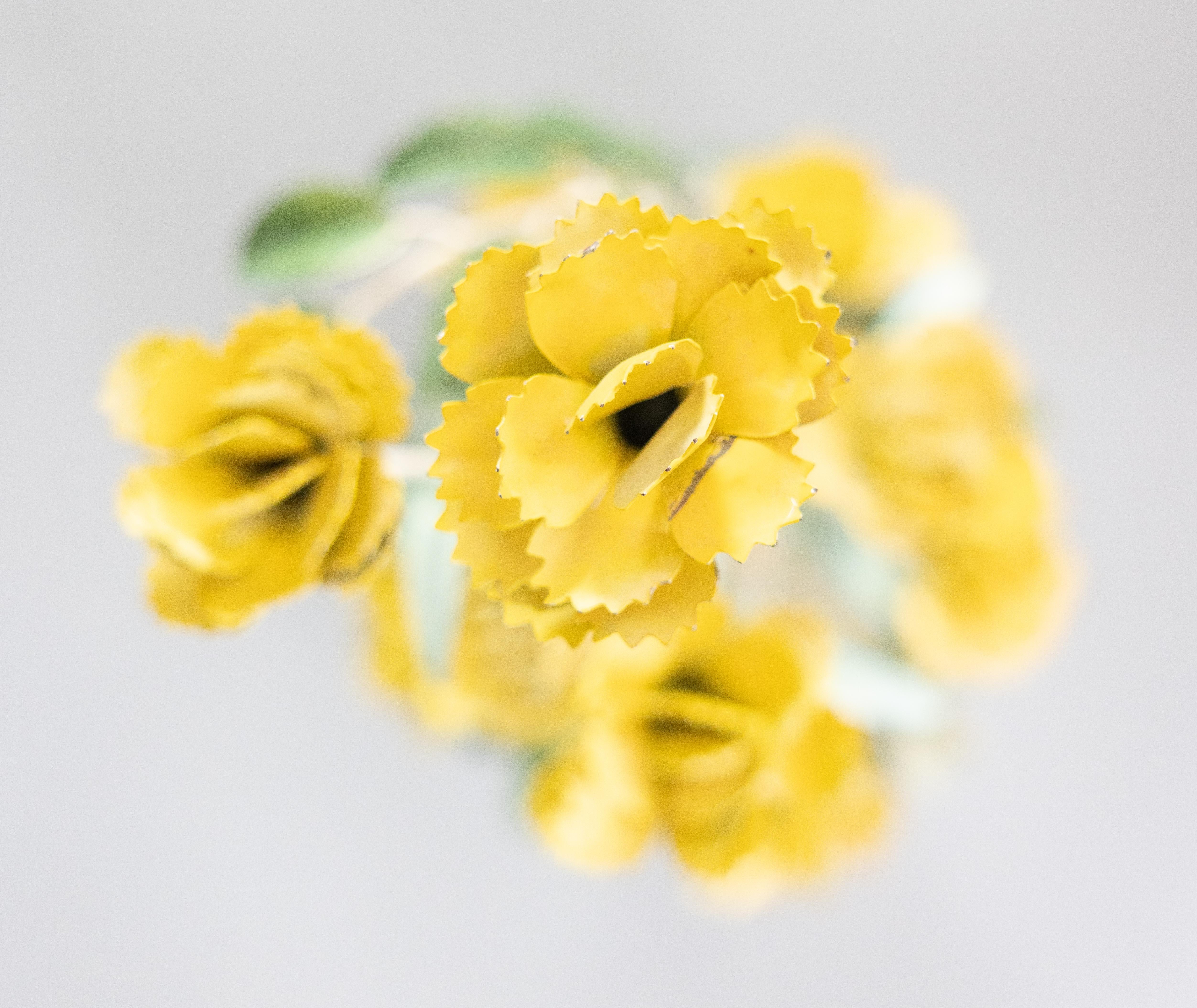 Mid-20th Century Italian Tole Yellow Flower Pot Floral Arrangement 2