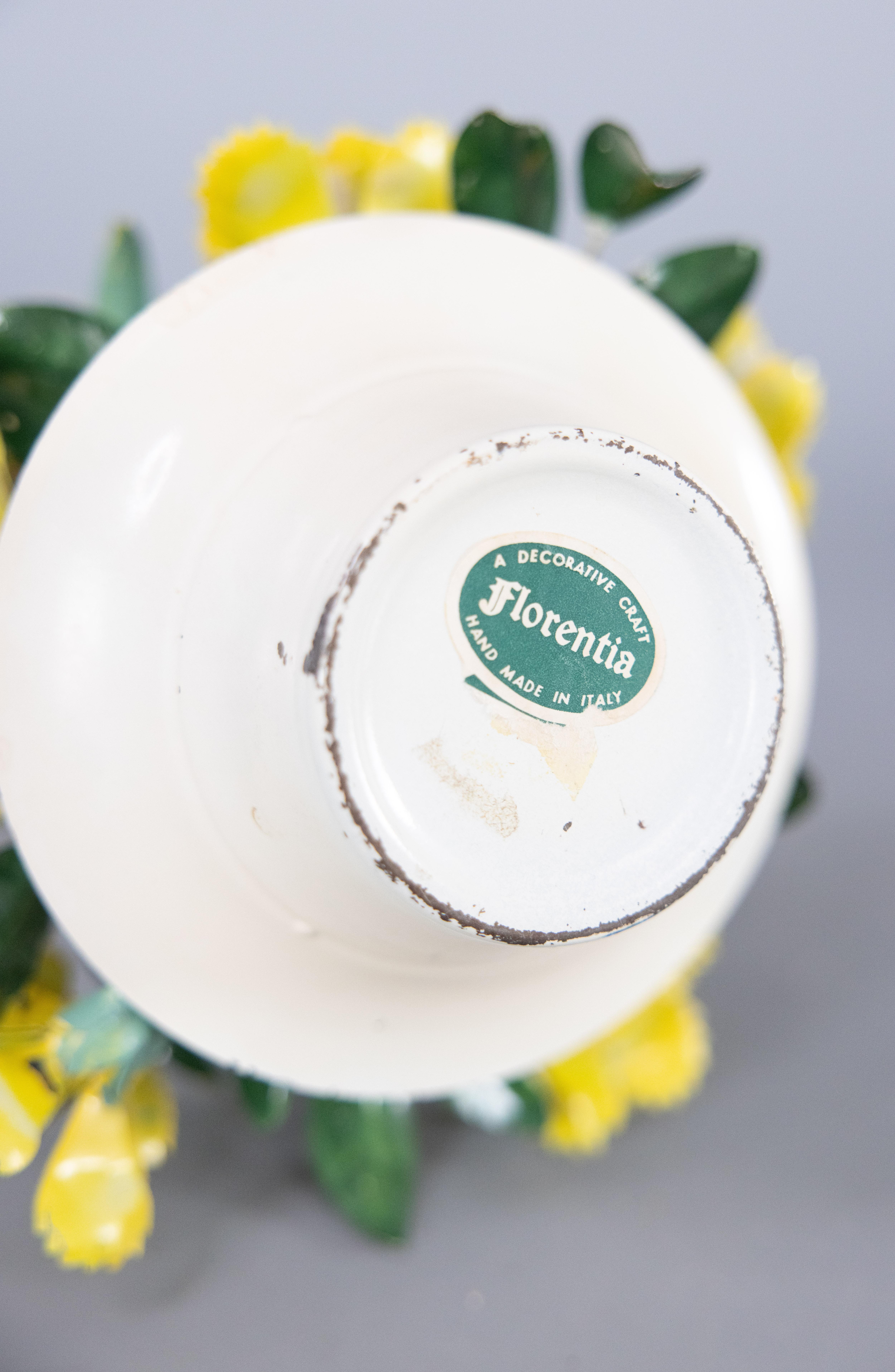 Mid-20th Century Italian Tole Yellow Flower Pot Floral Arrangement 3