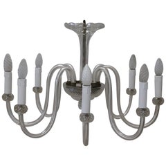 Lampadario Vintage Italian in vetro di Murano trasparente, anni '80