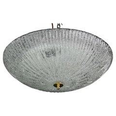 Vintage Italian Transparent Murano Glass Flush Mount Light
