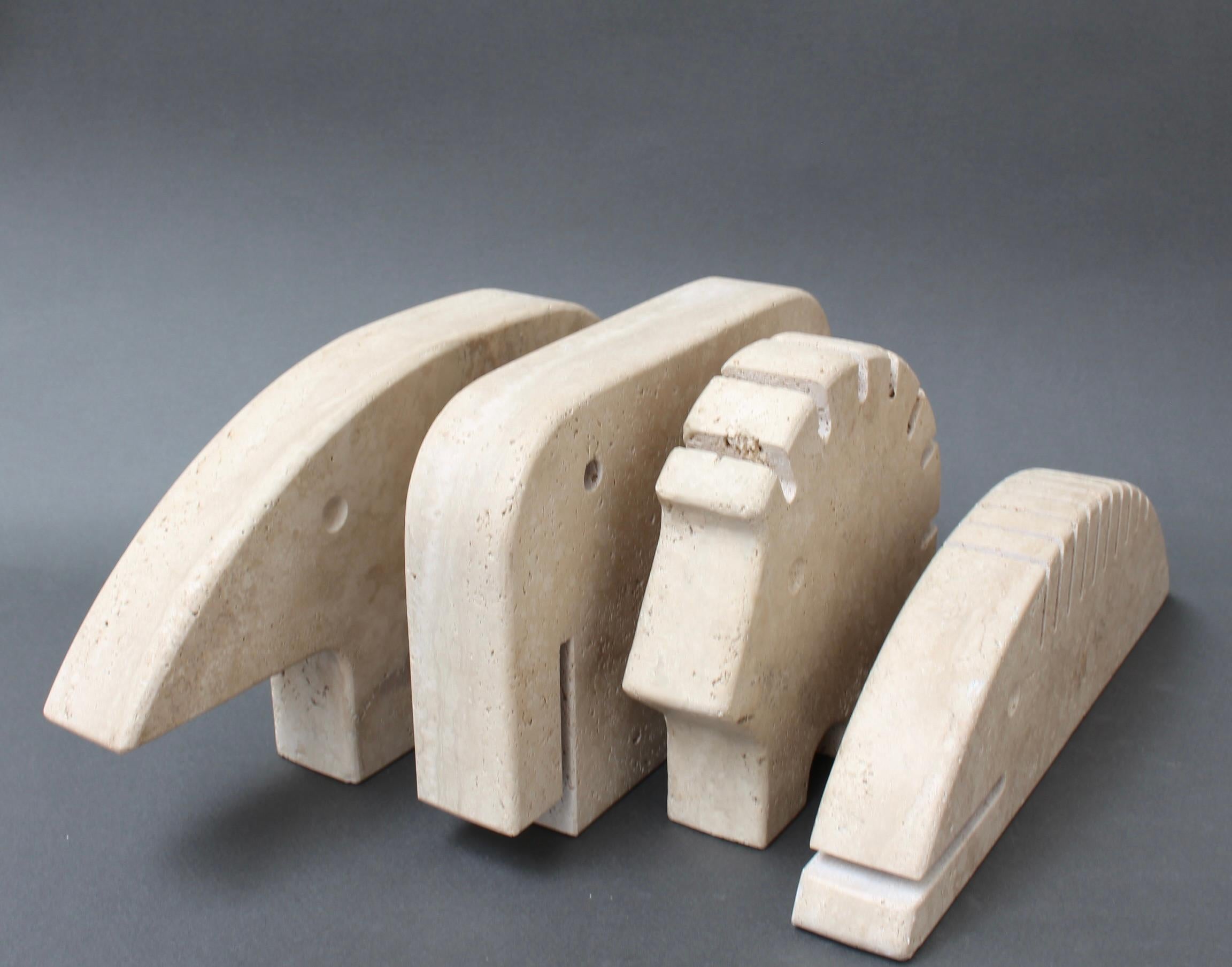 Vintage Italian Travertine Aardvark Table Sculpture by Mannelli Bros For Sale 11