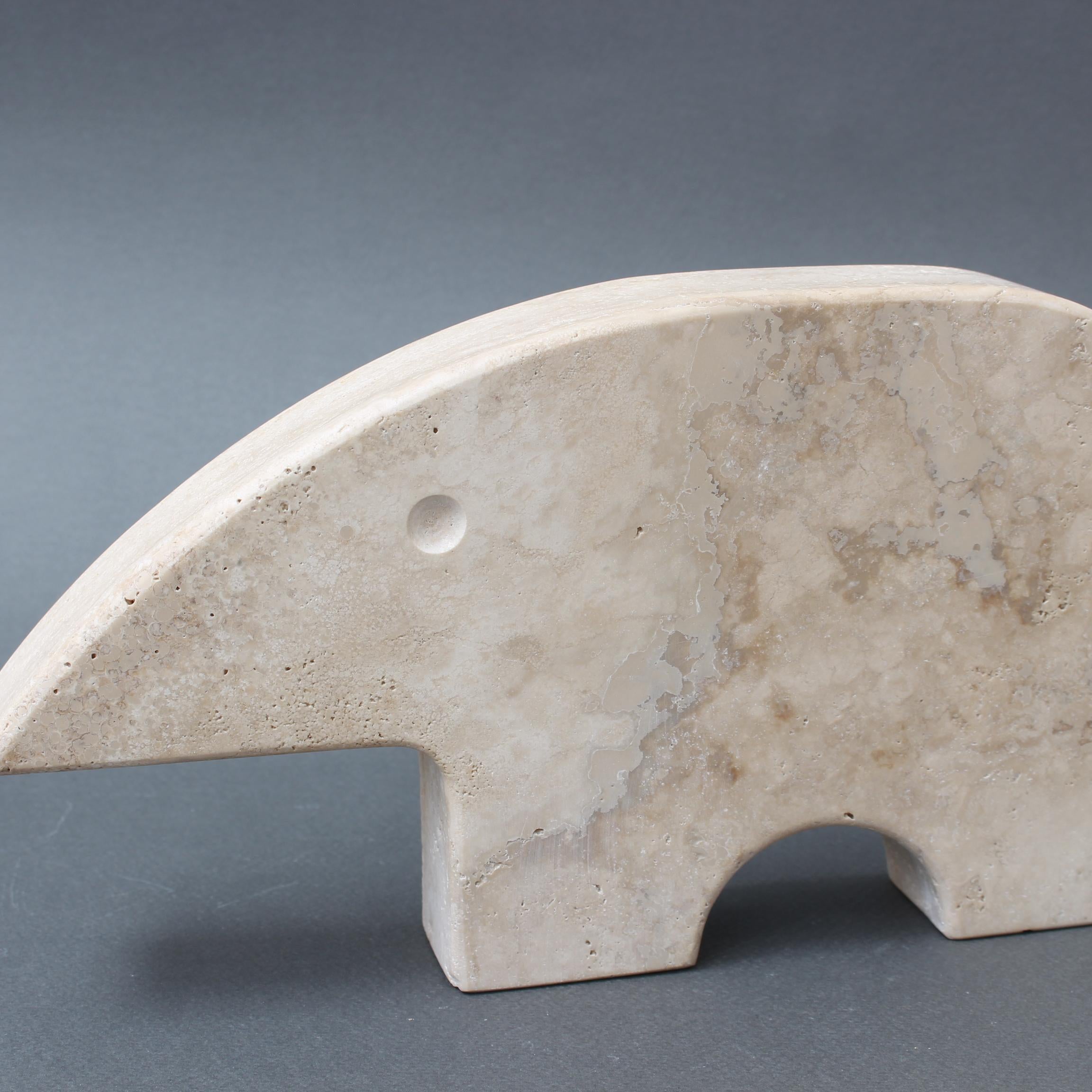 Vintage Italian Travertine Aardvark Table Sculpture by Mannelli Bros For Sale 3