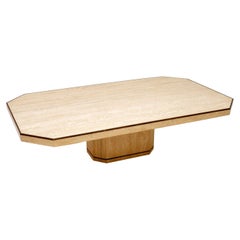 Vintage Italian Travertine and Brass Coffee Table