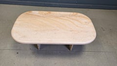 Table basse vintage en travertin italien, 1970