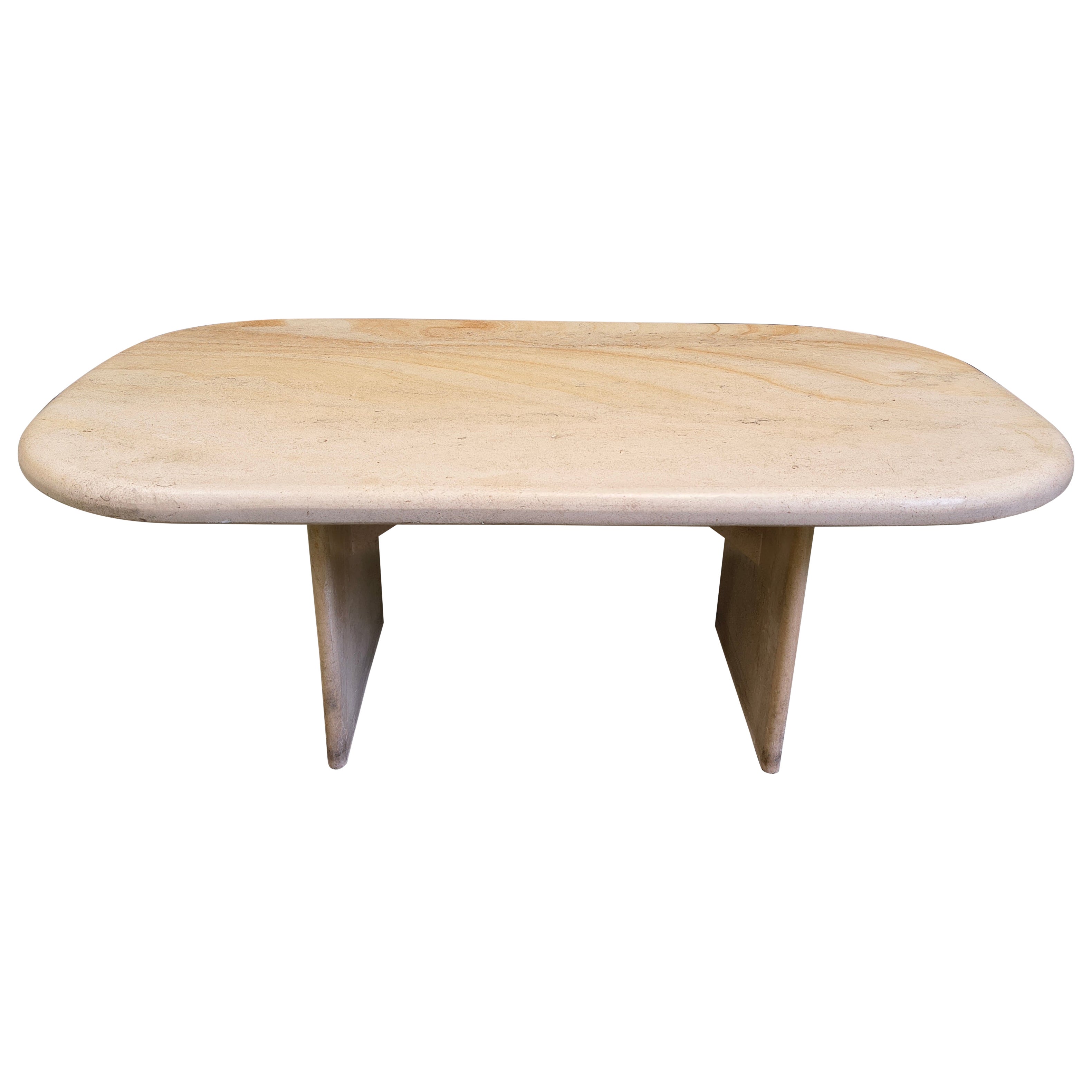 Mesa de centro vintage italiana de travertino, años 70