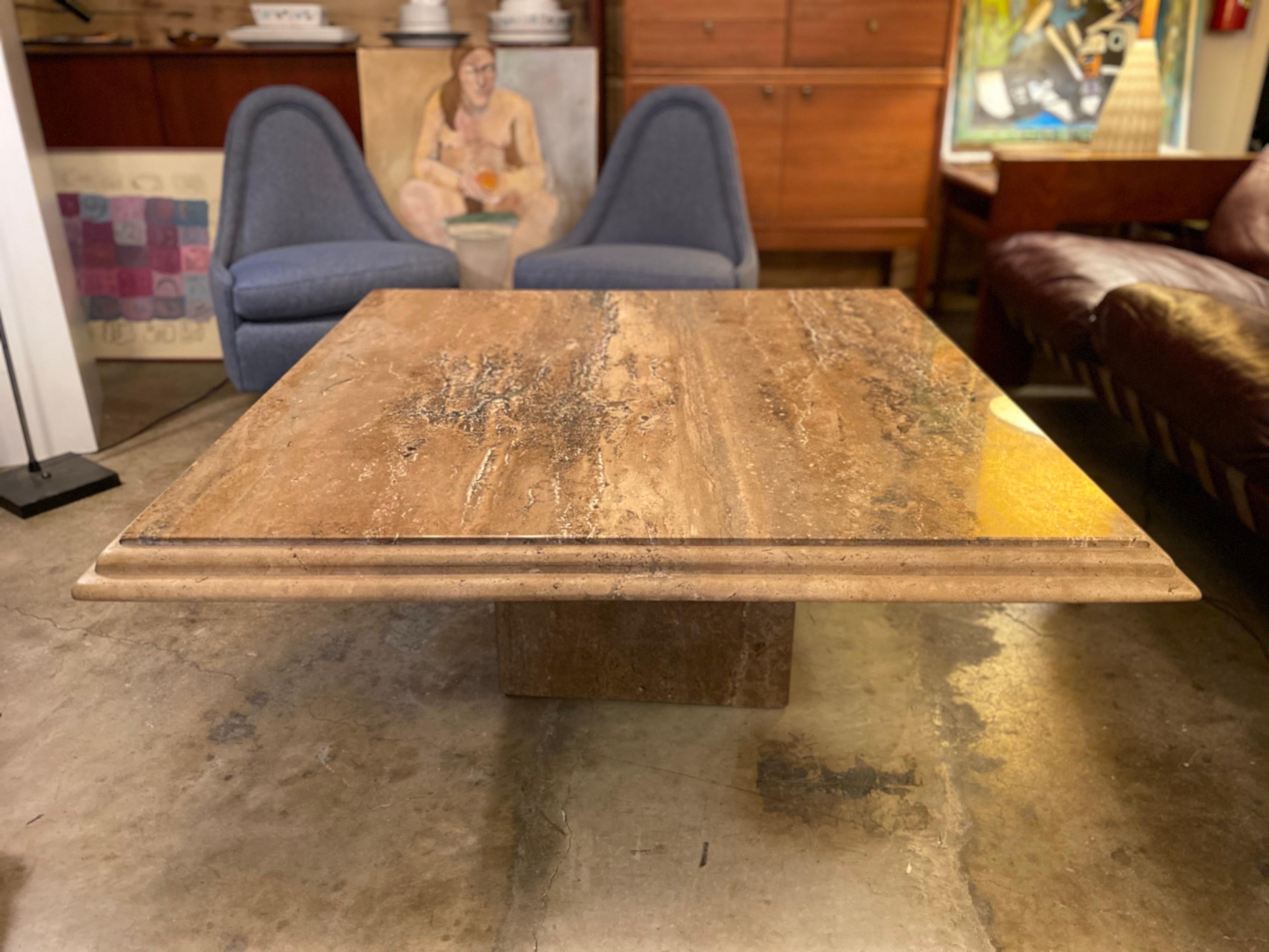 Vintage Italian Travertine Coffee Table, circa 1970s In Good Condition In San Antonio, TX