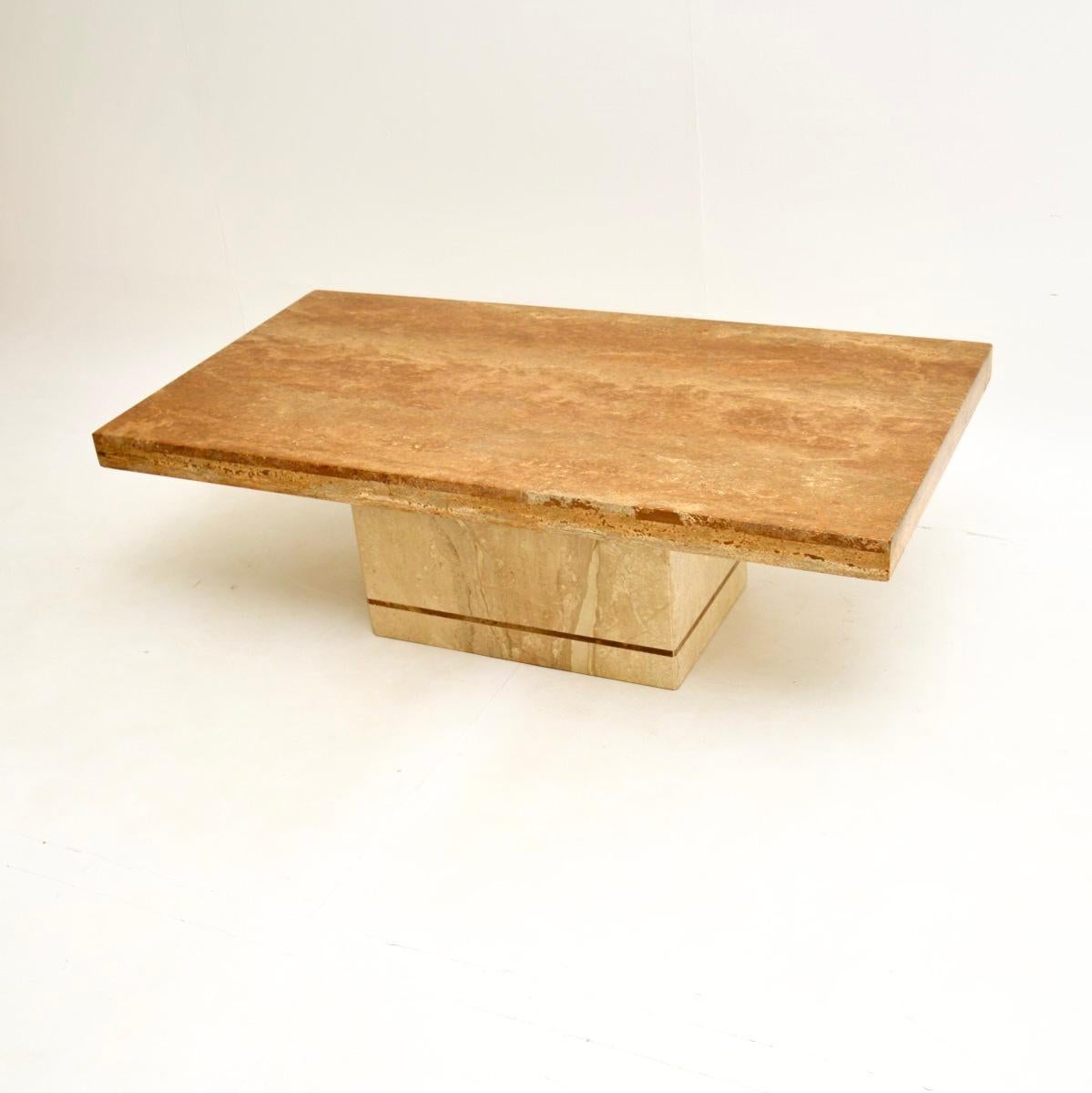 Mid-Century Modern Vintage Italian Travertine Coffee Table