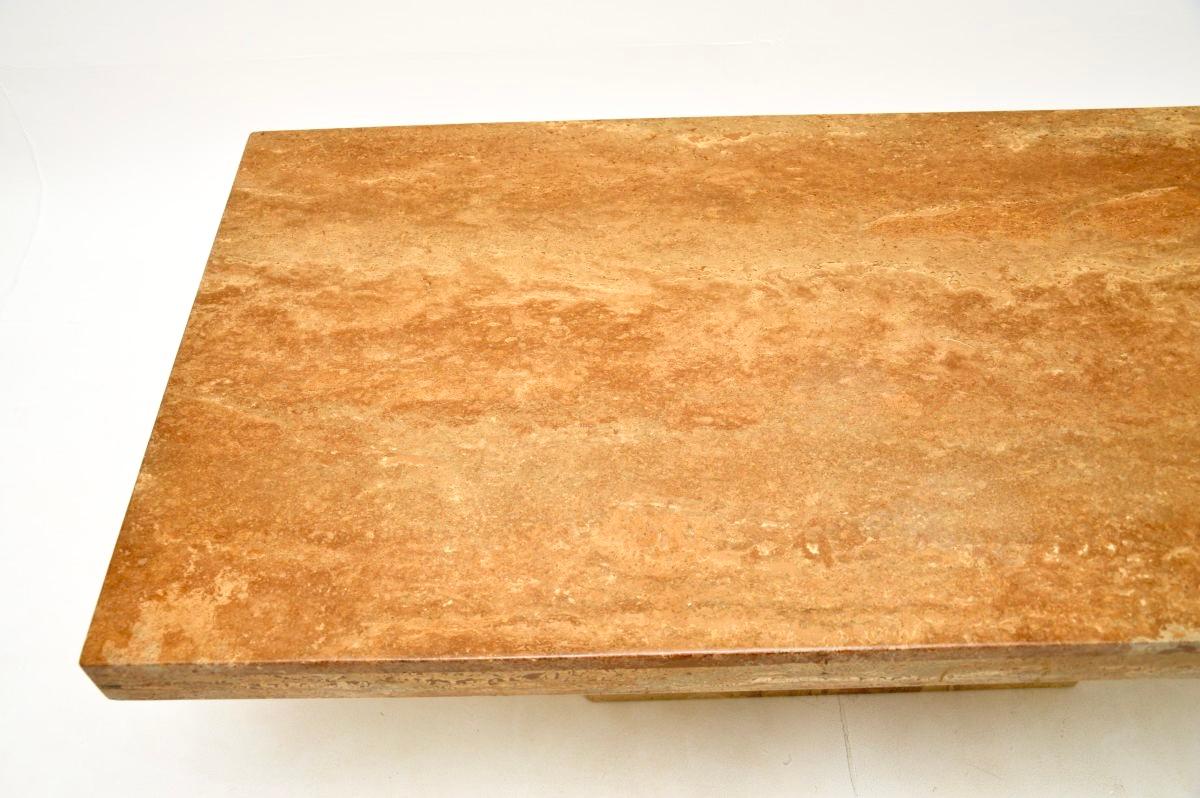 Late 20th Century Vintage Italian Travertine Coffee Table