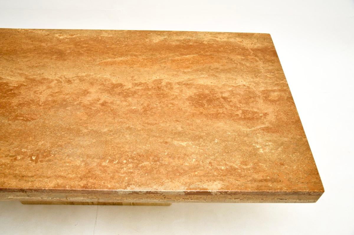 Vintage Italian Travertine Coffee Table 1