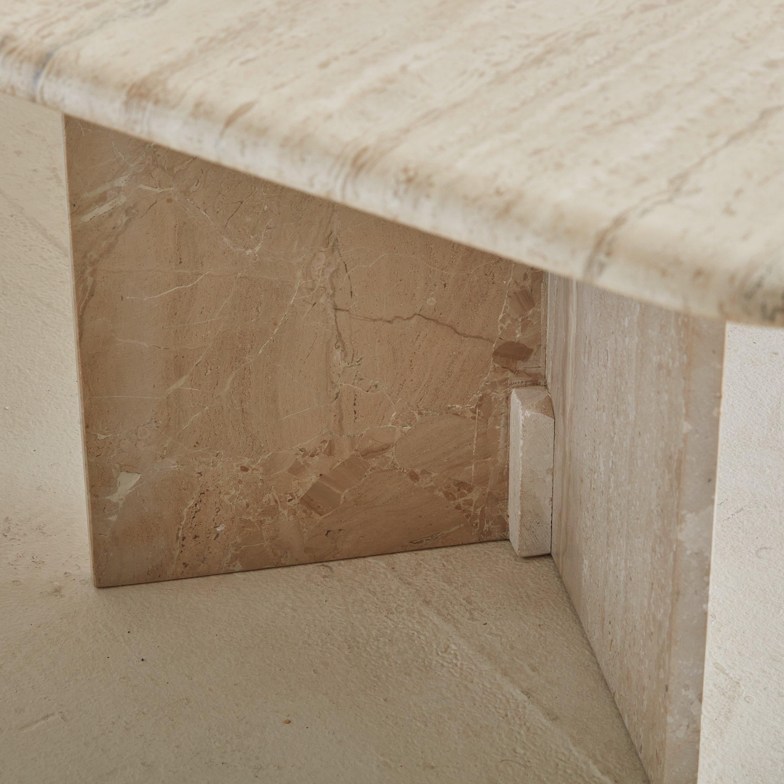 Vintage Italian Travertine Coffee Table with Angled Legs For Sale 1