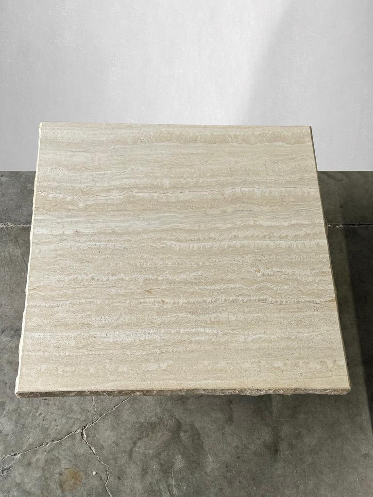 Vintage Italian Travertine Coffee Table with Live Edge, by Stone International In Good Condition For Sale In St Louis Park, MN