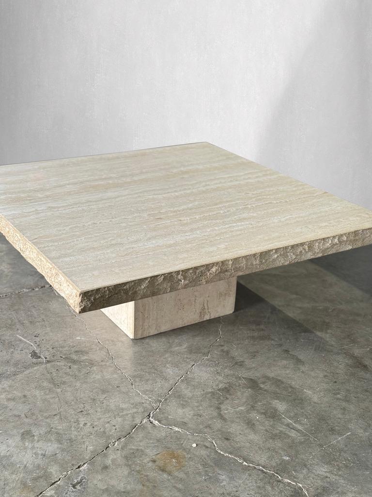 Late 20th Century Vintage Italian Travertine Coffee Table with Live Edge, by Stone International For Sale
