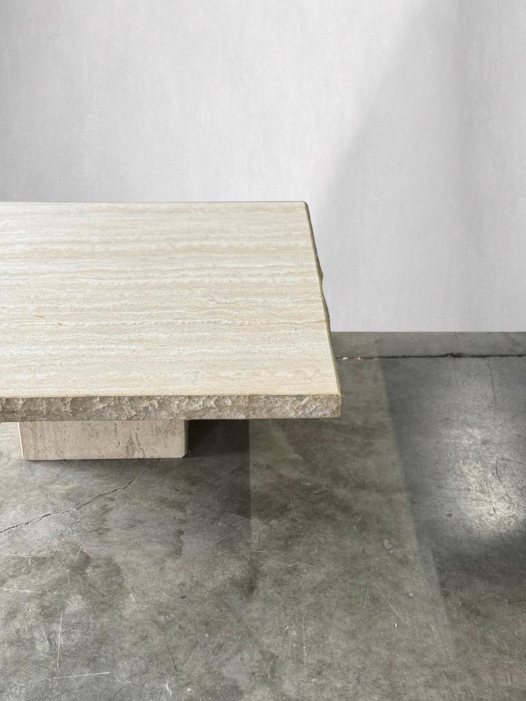 Marble Vintage Italian Travertine Coffee Table with Live Edge, by Stone International For Sale