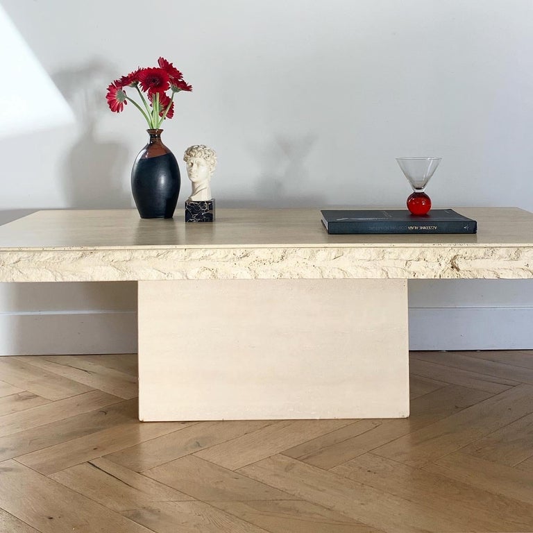 Vintage Italian Travertine Coffee Table with Raw Edge, 1970s at 1stDibs