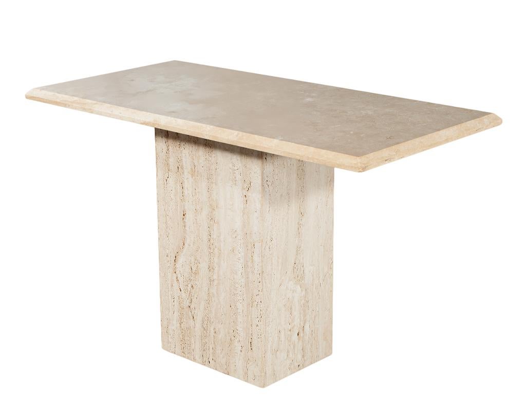 Modern Vintage Italian Travertine Console Table 1970’s For Sale