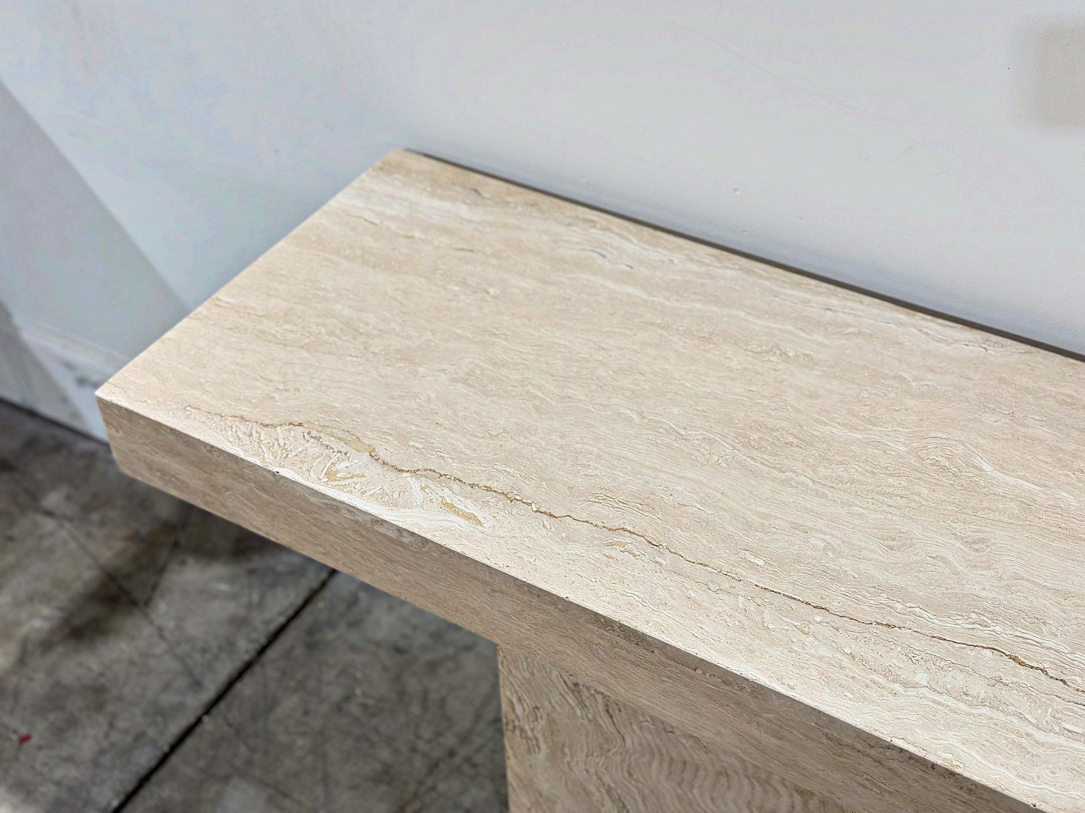 Vintage Italian Travertine Console Table - Rectangle Post Modern - Circa 1970s 6