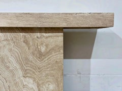 Vintage Italian Travertine Console Table - Rectangle Post Modern - Circa 1970s