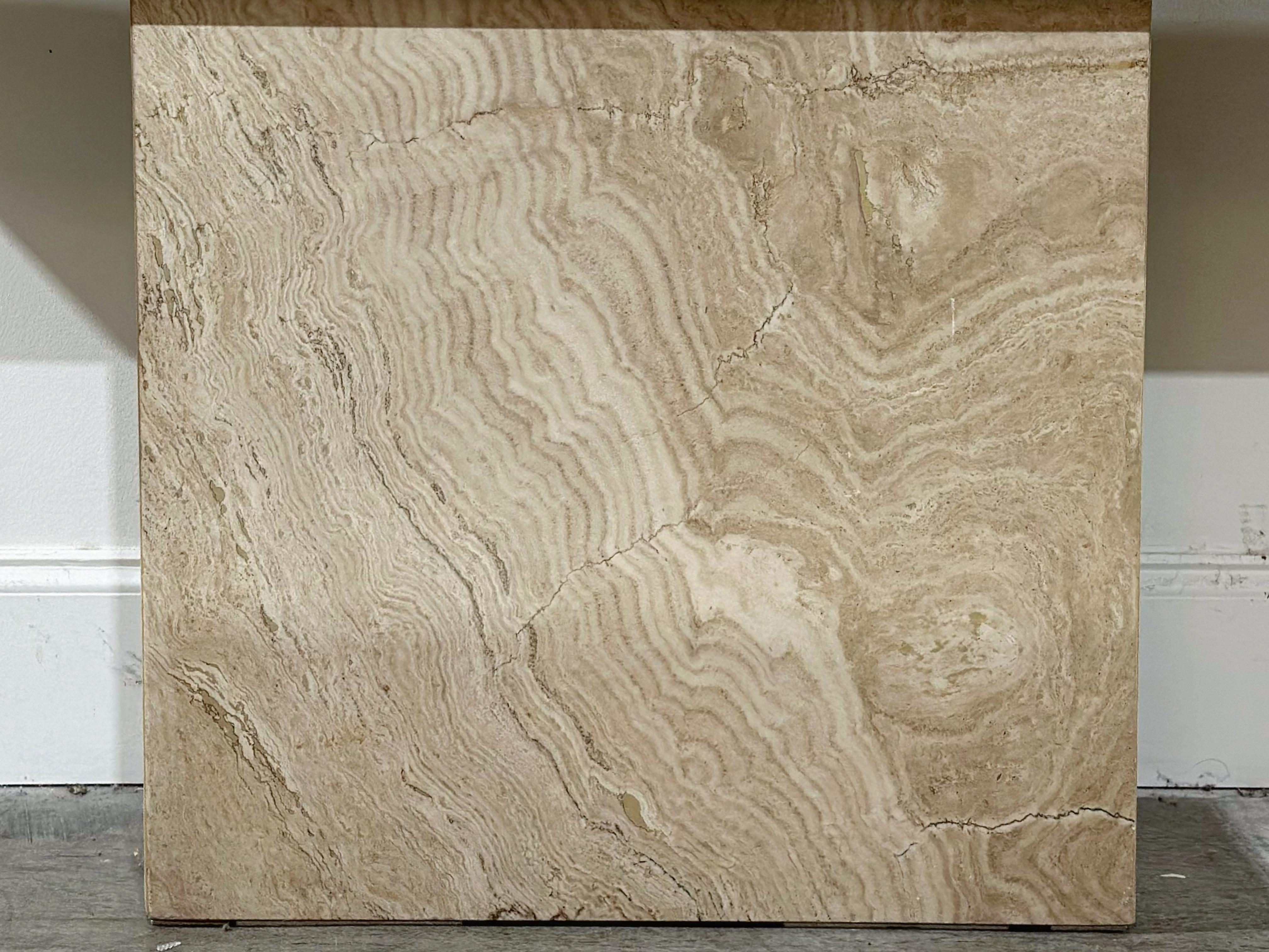 Vintage Italian Travertine Console Table - Rectangle Post Modern - Circa 1970s 4