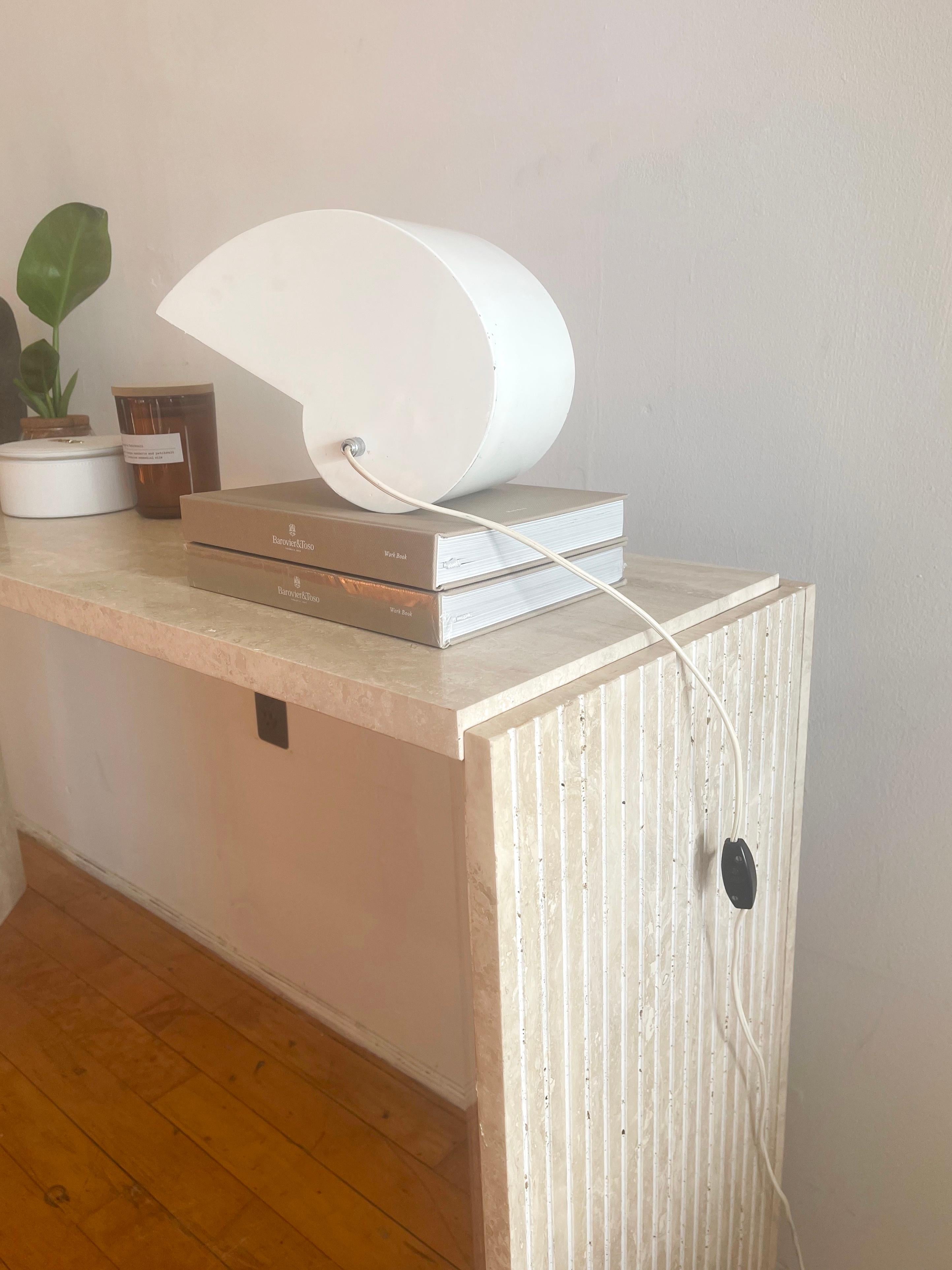 Mid-Century Modern Vintage Italian Travertine Console Table with triangle shaped legs 1970s