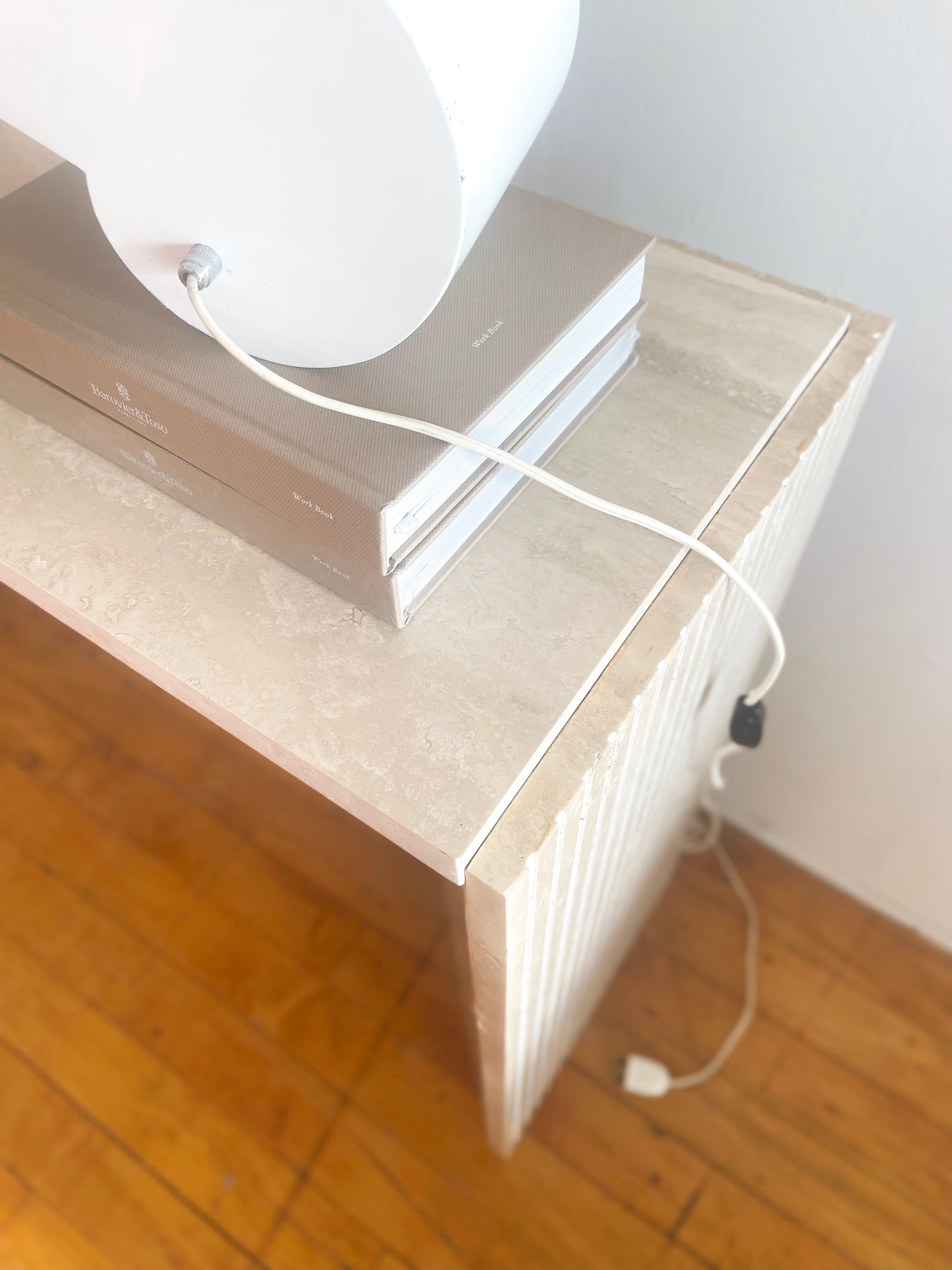 Vintage Italian Travertine Console Table with triangle shaped legs 1970s 3