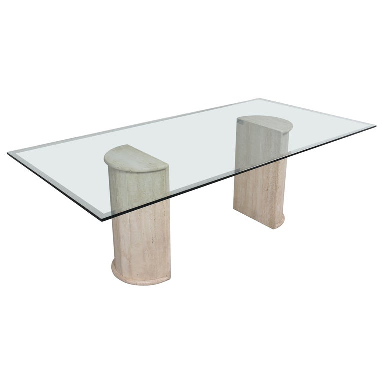 Italian Travertine Dining Room Table For Sale