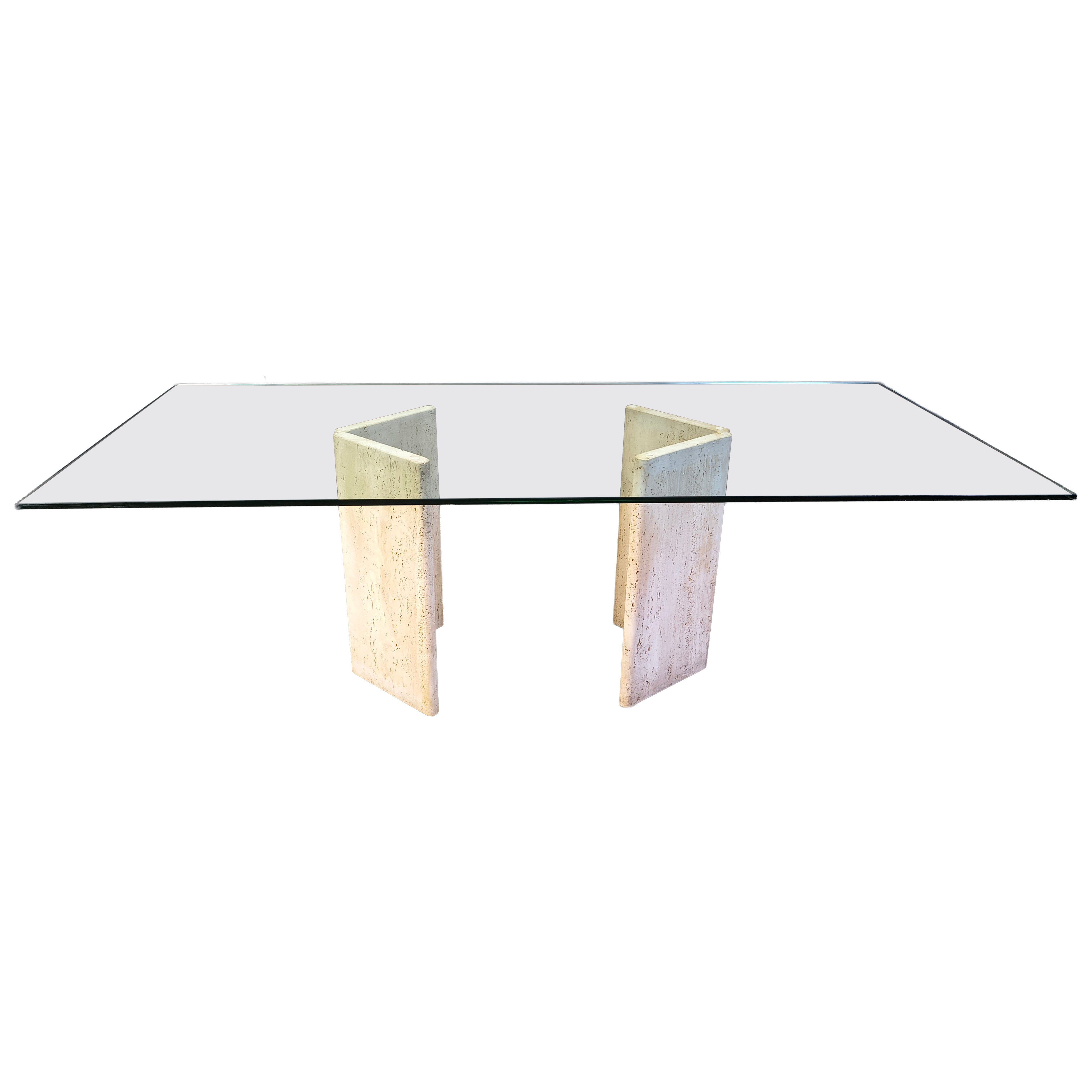 Vintage Italian travertine dining table, 1970s