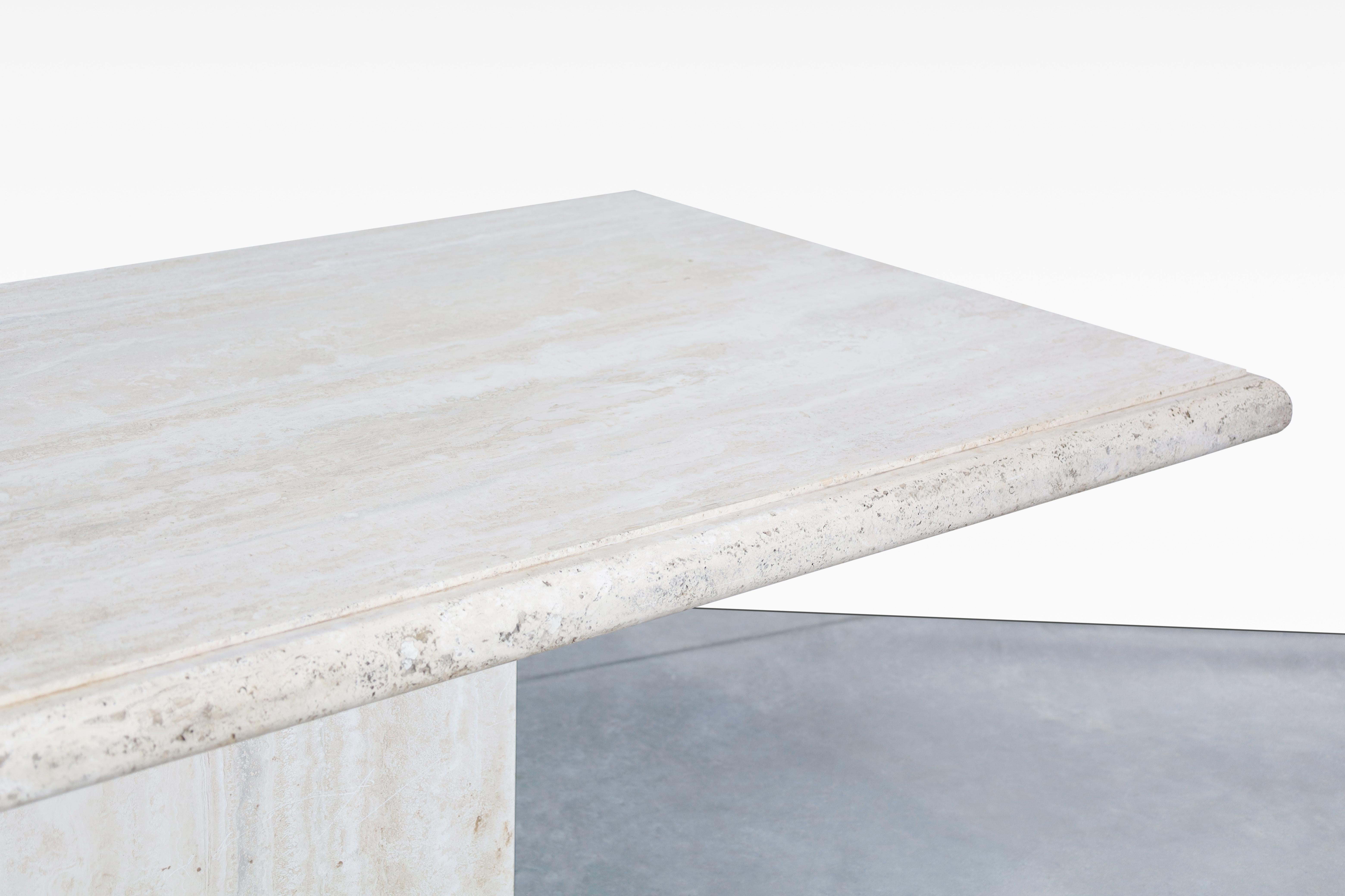 Vintage Italian Travertine Dining Table by Stone International In Good Condition For Sale In North Hollywood, CA