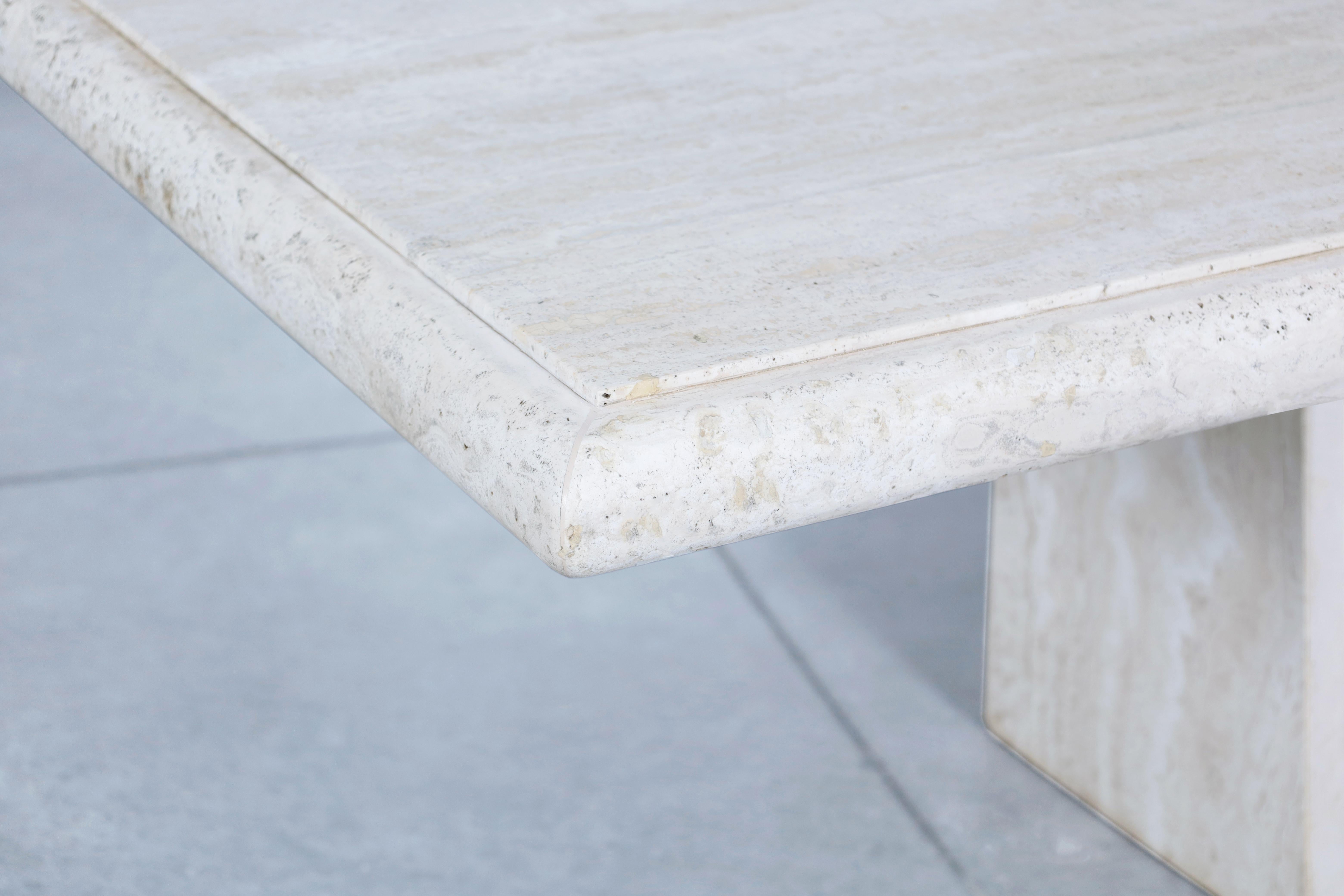 Vintage Italian Travertine Dining Table by Stone International For Sale 1