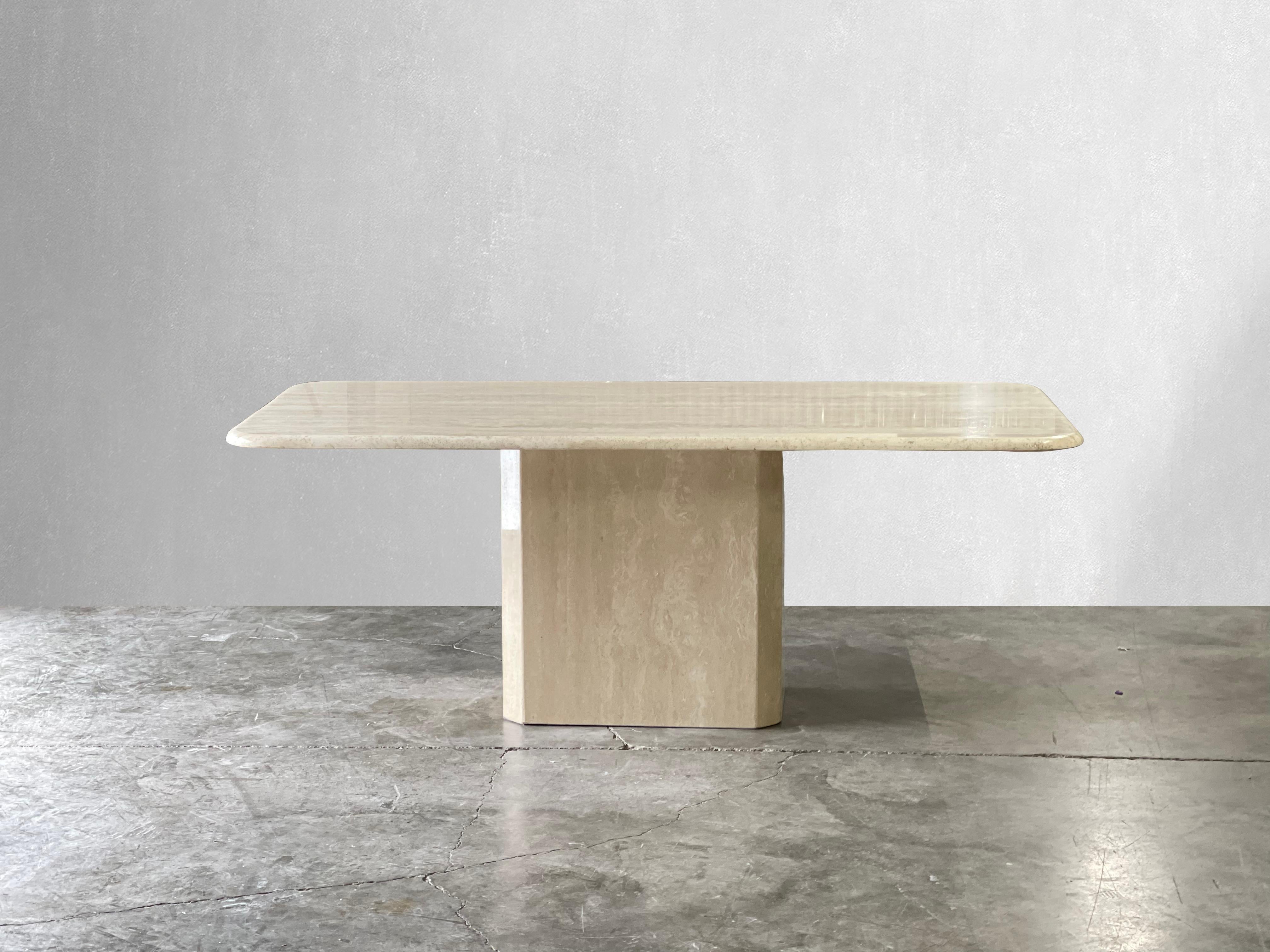 Late 20th Century Vintage Italian Travertine Dining Table For Sale
