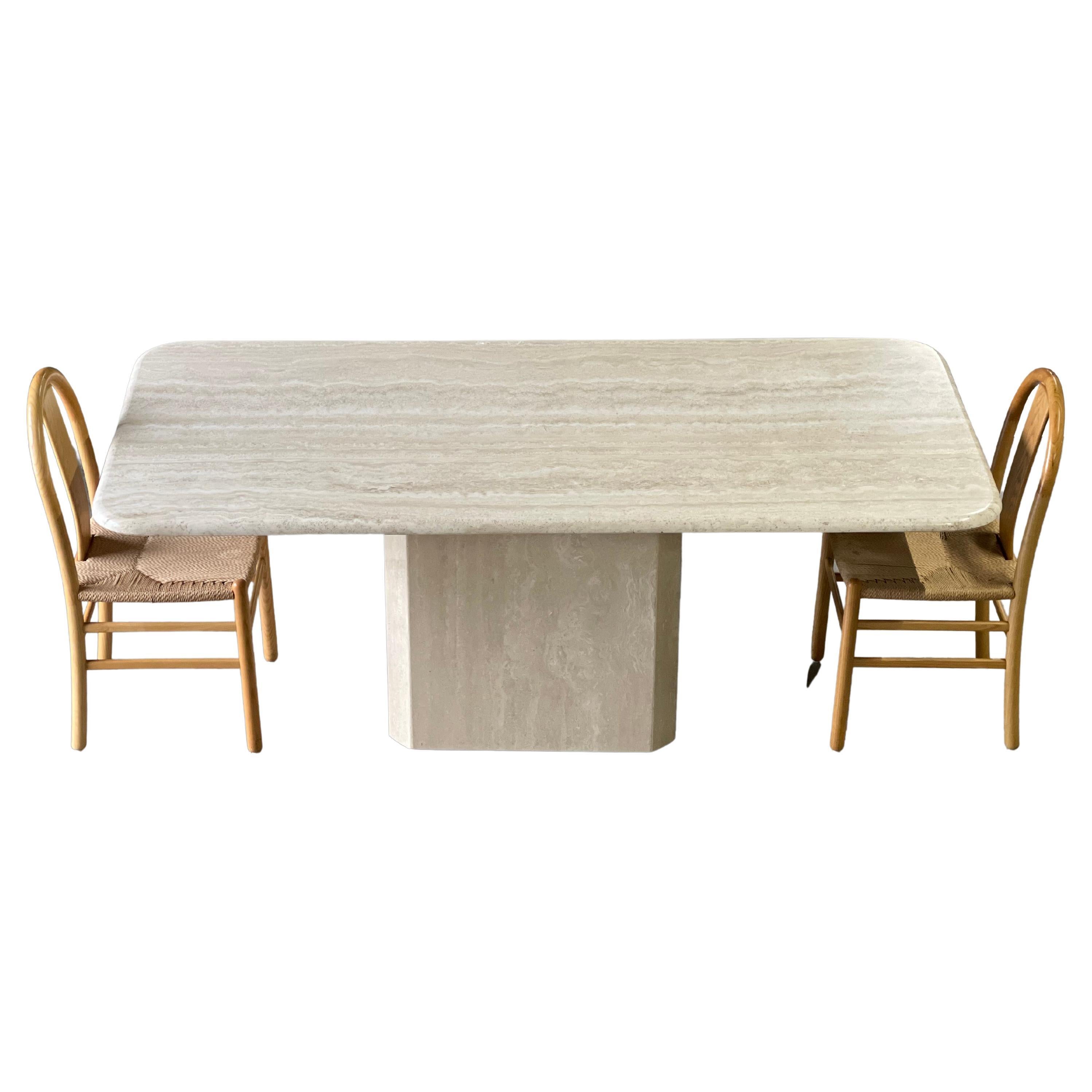 Vintage Italian Travertine Dining Table For Sale