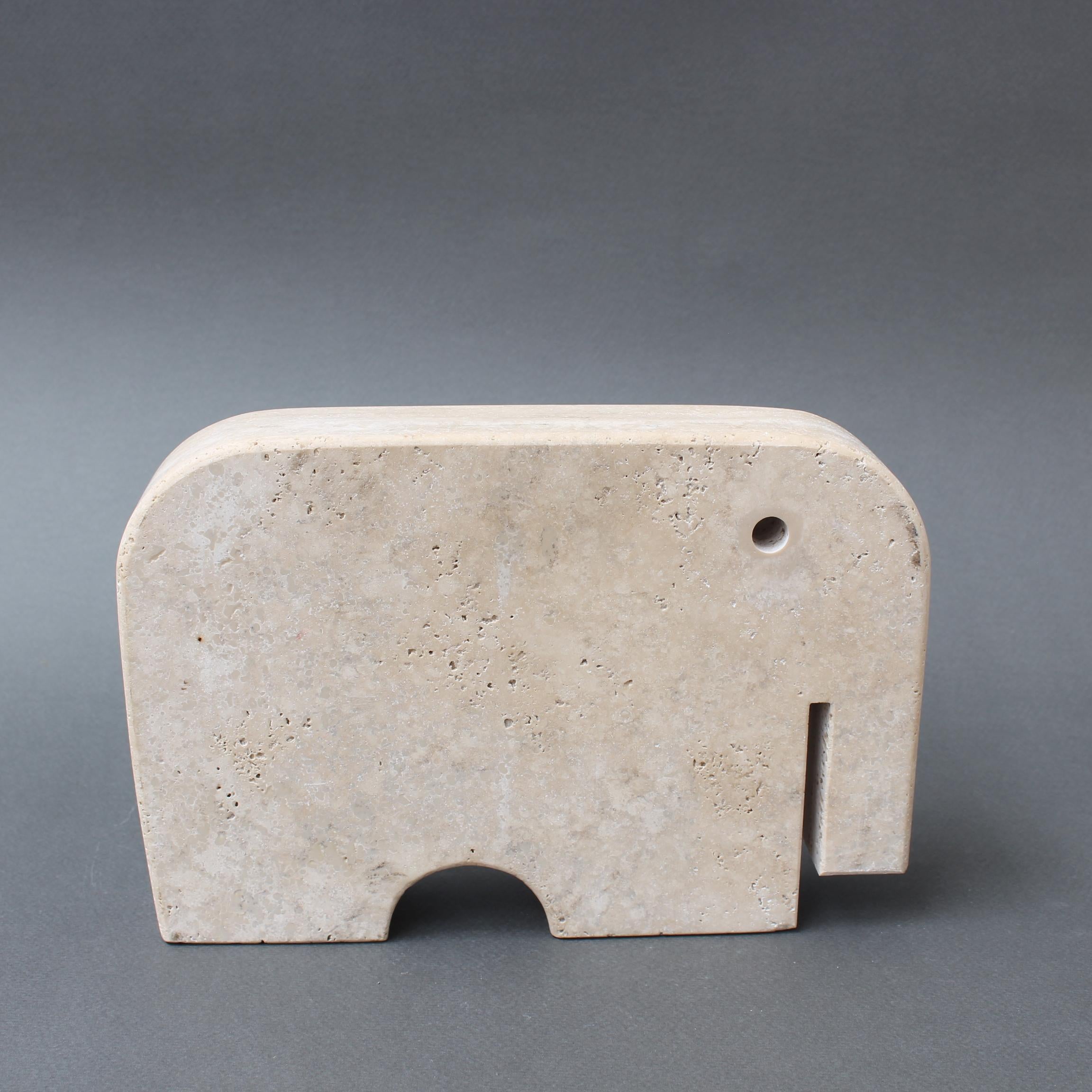 Late 20th Century Vintage Italian Travertine Elephant by Mannelli Bros (circa 1970s) For Sale