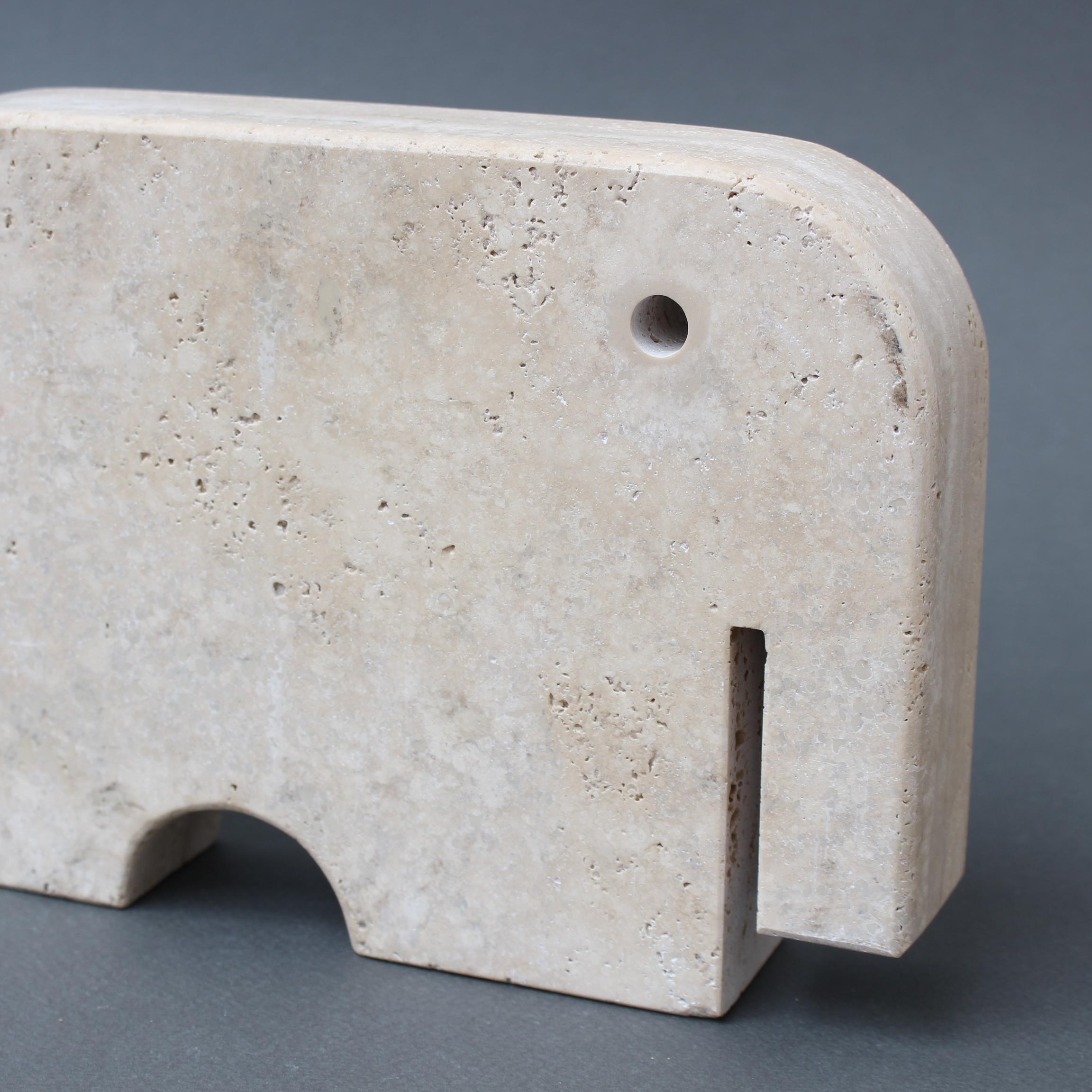 Vintage Italian Travertine Elephant by Mannelli Bros (circa 1970s) For Sale 3