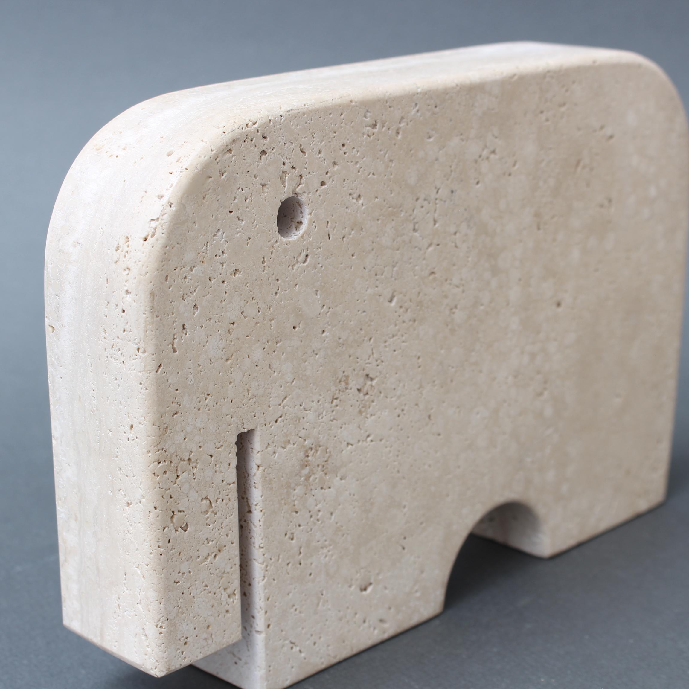 Vintage Italian Travertine Elephant by Mannelli Bros (circa 1970s) For Sale 4
