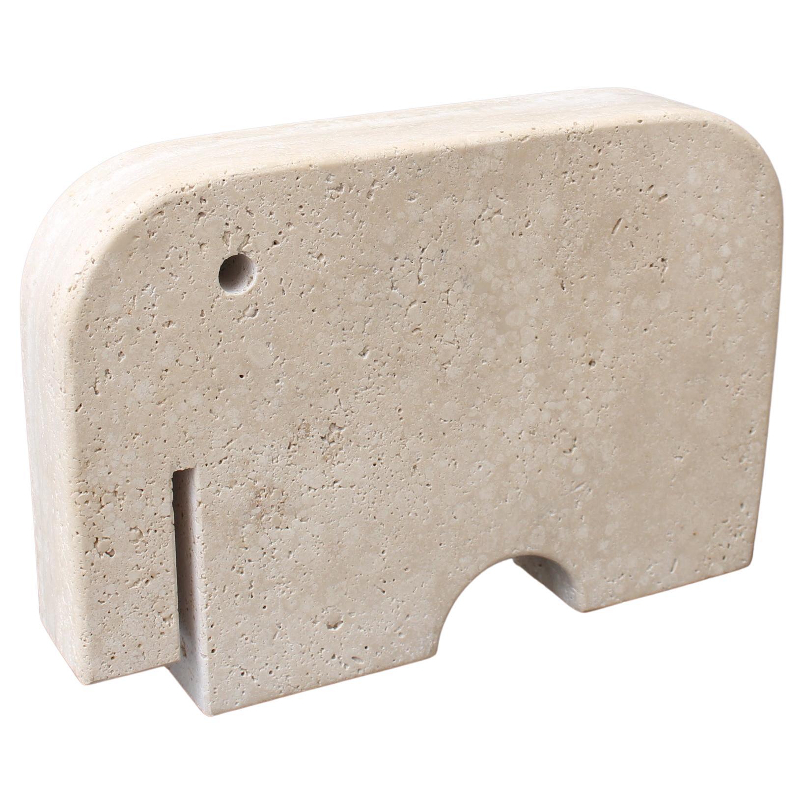 Vintage Italian Travertine Elephant by Mannelli Bros (circa 1970s) For Sale