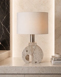 Vintage Italian Travertine Elephant Table Lamp Base, Sculptural Mid-Century