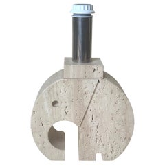 Vintage Italian Travertine Elephant Table Lamp Base, Sculptural Mid-Century