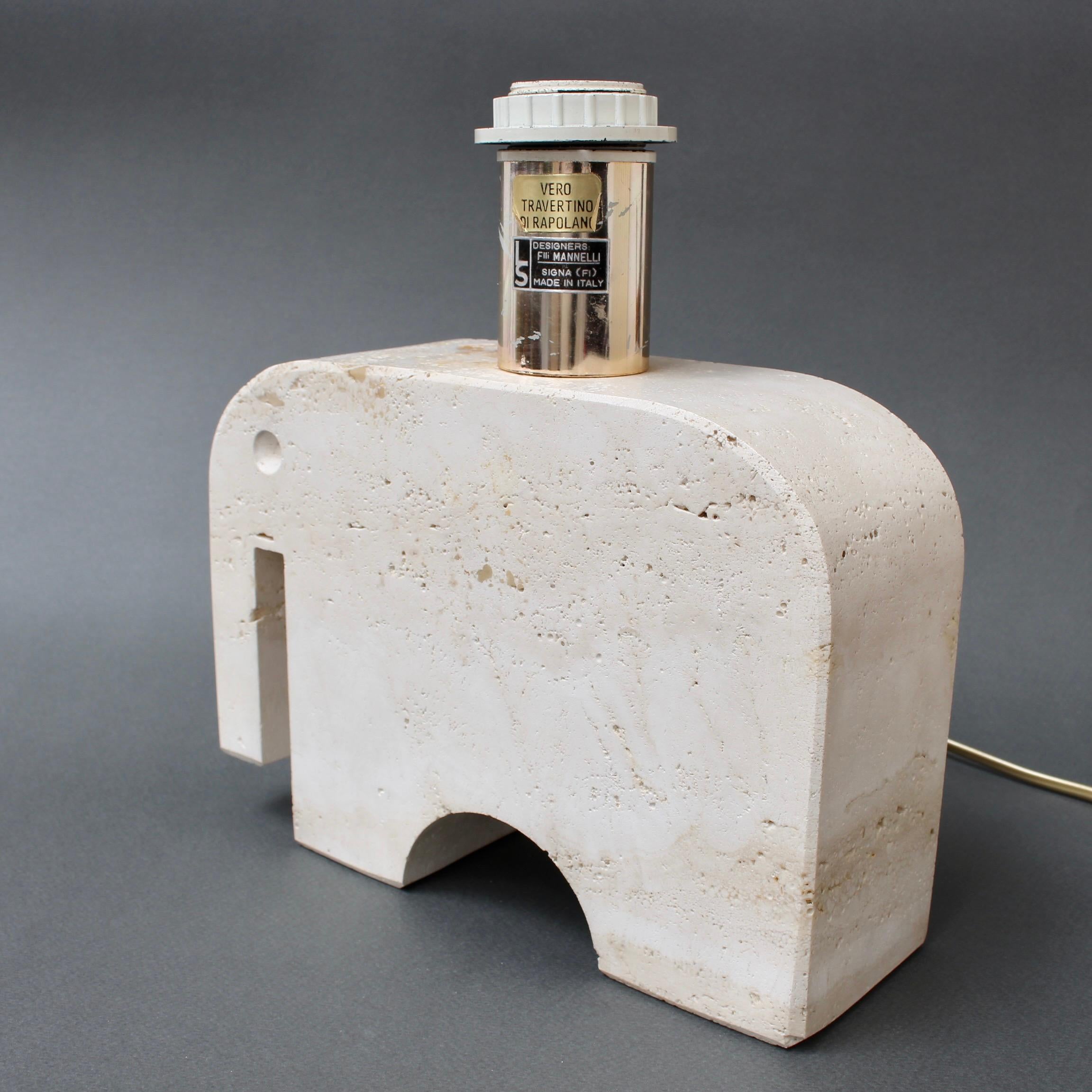 Vintage Italian Travertine Elephant Table Lamp by Mannelli Bros 'circa 1970s' For Sale 4