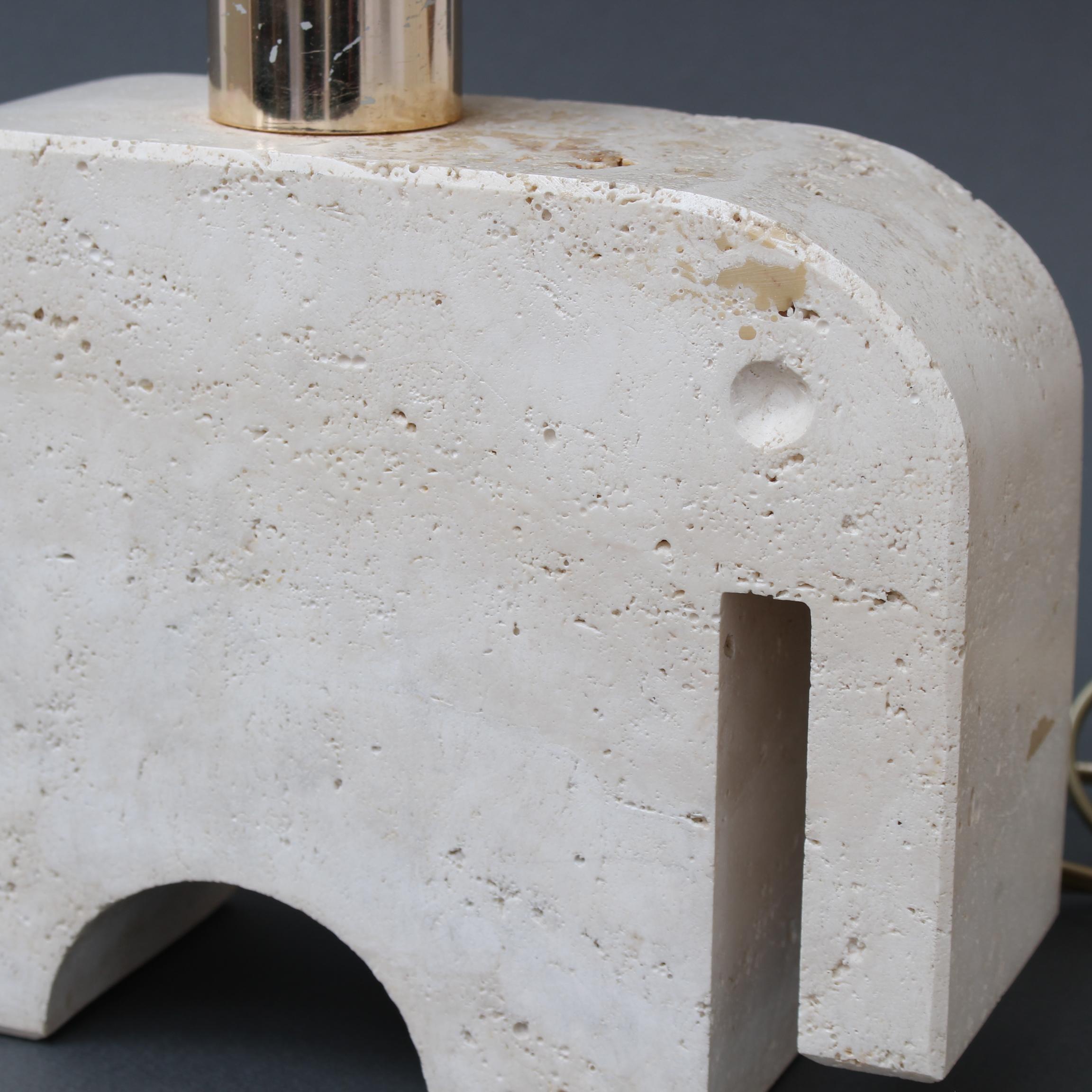 Vintage Italian Travertine Elephant Table Lamp by Mannelli Bros 'circa 1970s' For Sale 6