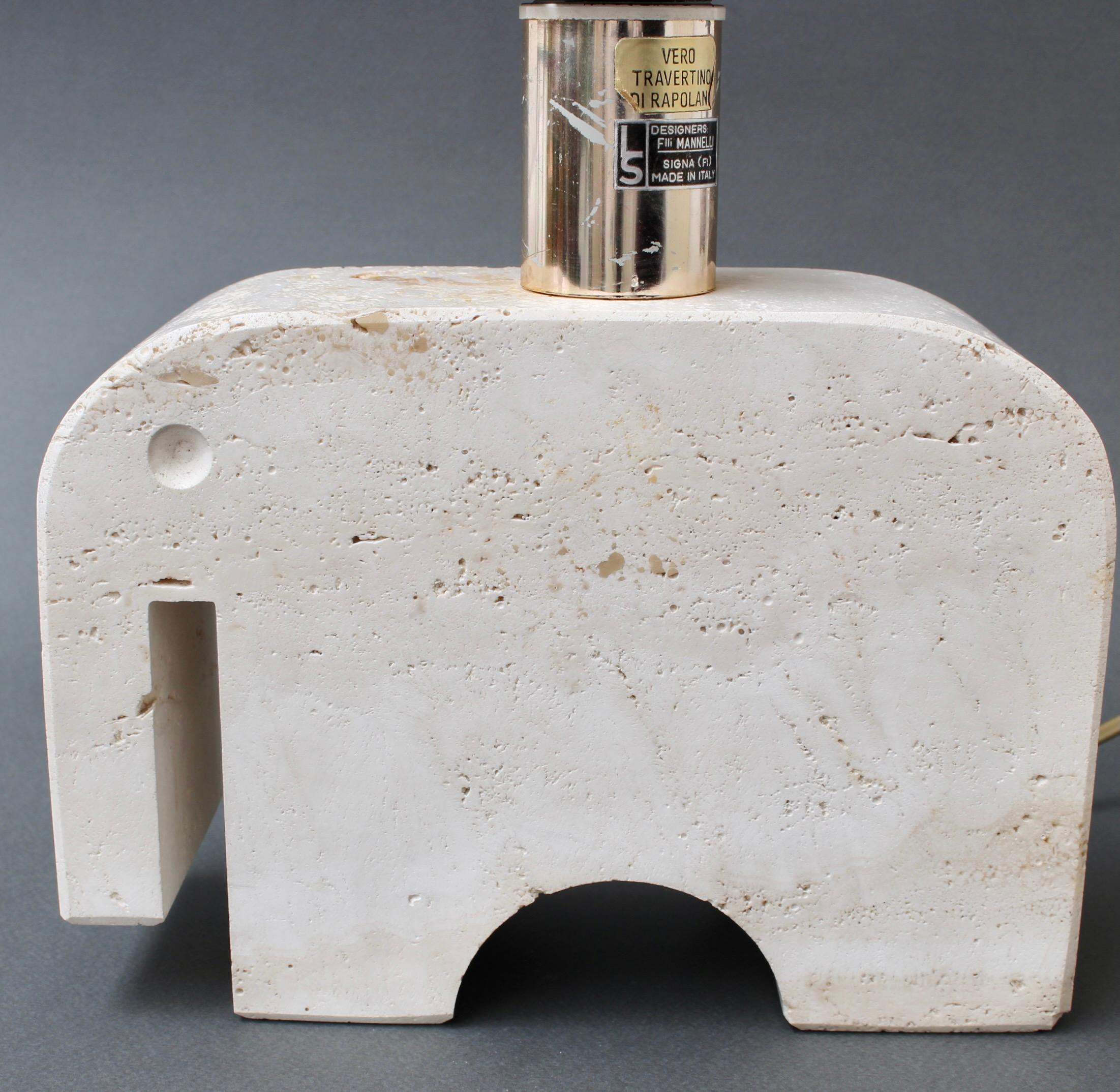 Vintage Italian Travertine Elephant Table Lamp by Mannelli Bros 'circa 1970s' For Sale 7