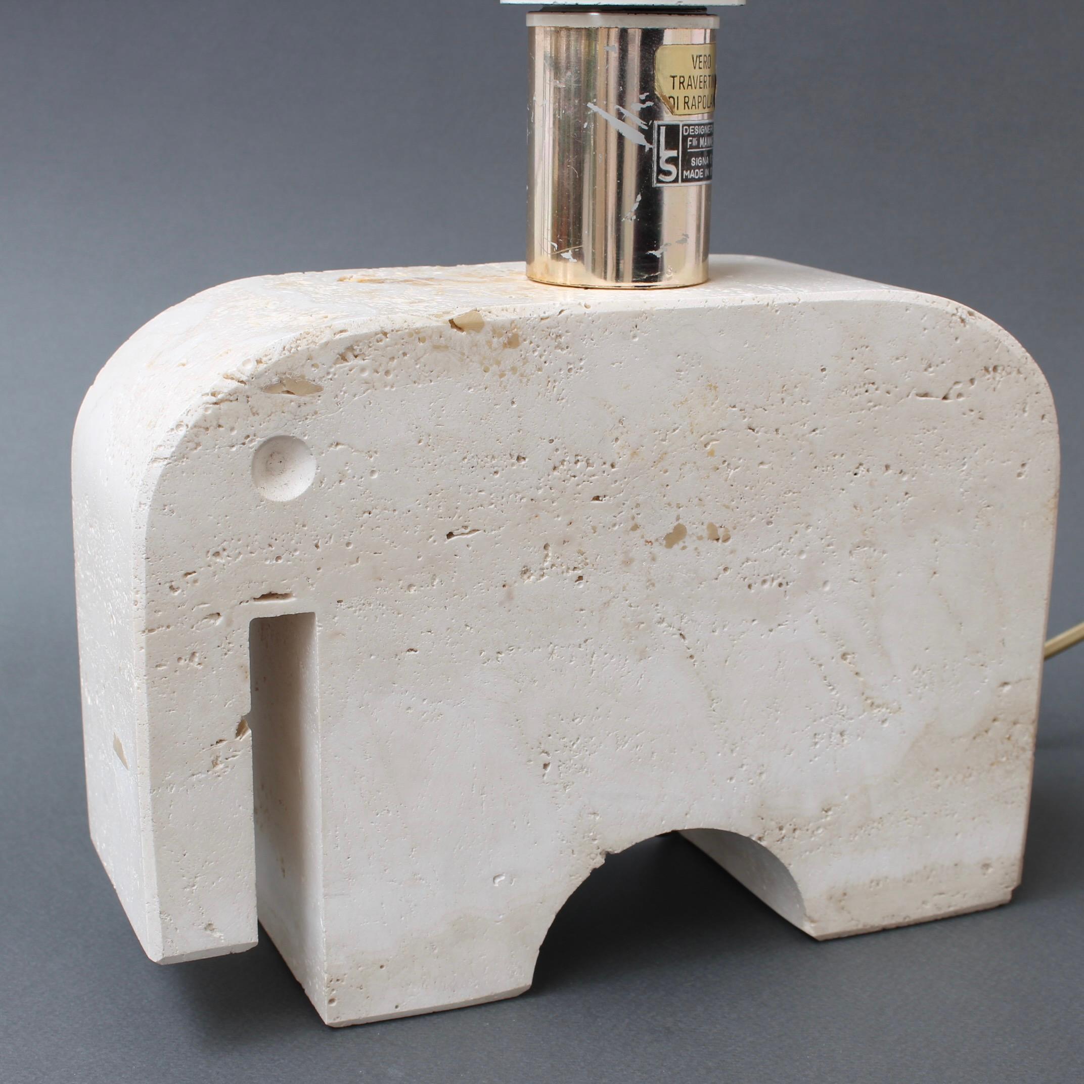 Vintage Italian Travertine Elephant Table Lamp by Mannelli Bros 'circa 1970s' For Sale 8
